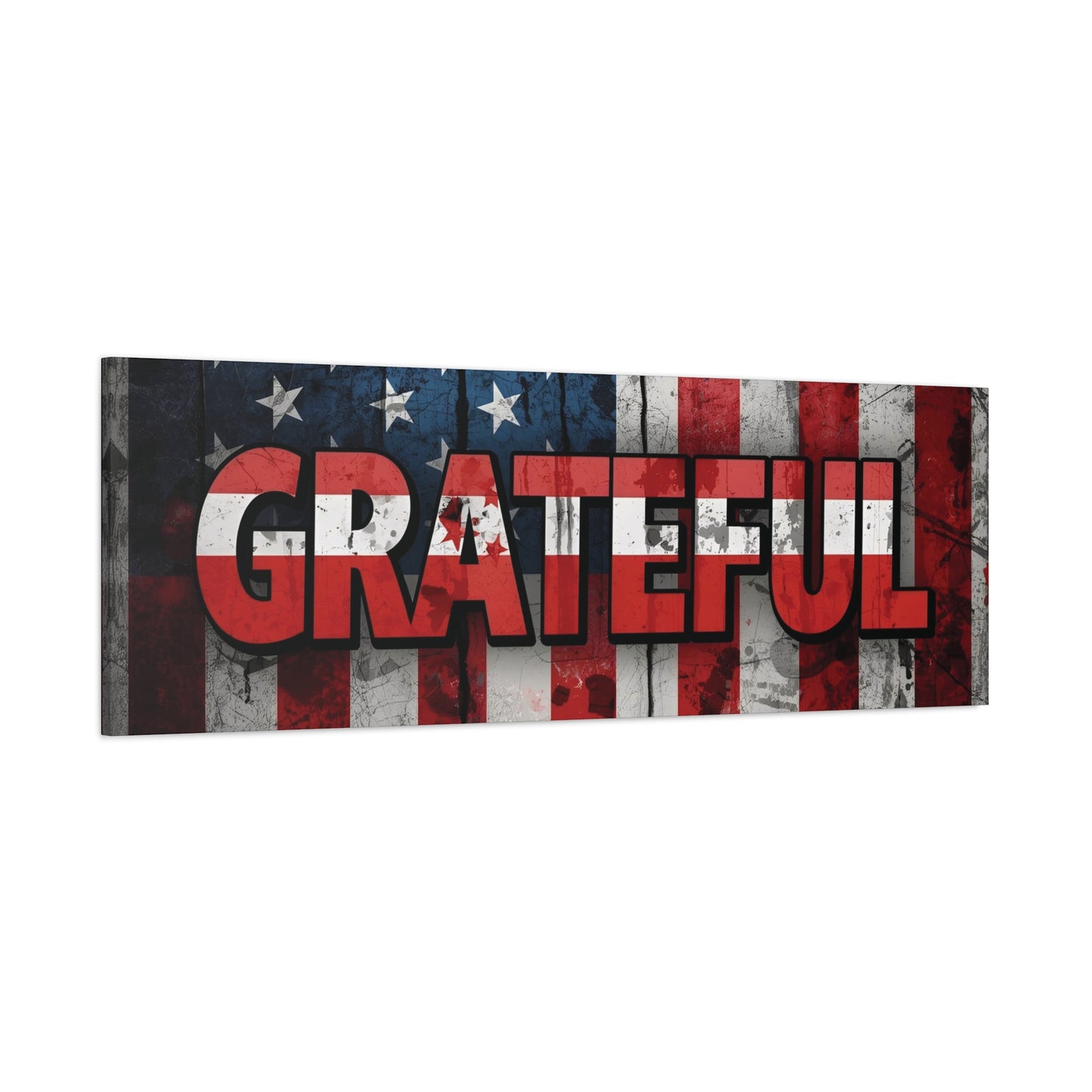 Grateful American Flag Wall Art | Patriotic Canvas Decor, Home Wall Decor, Inspirational Gift, 4th of July Decoration, Veteran's Day