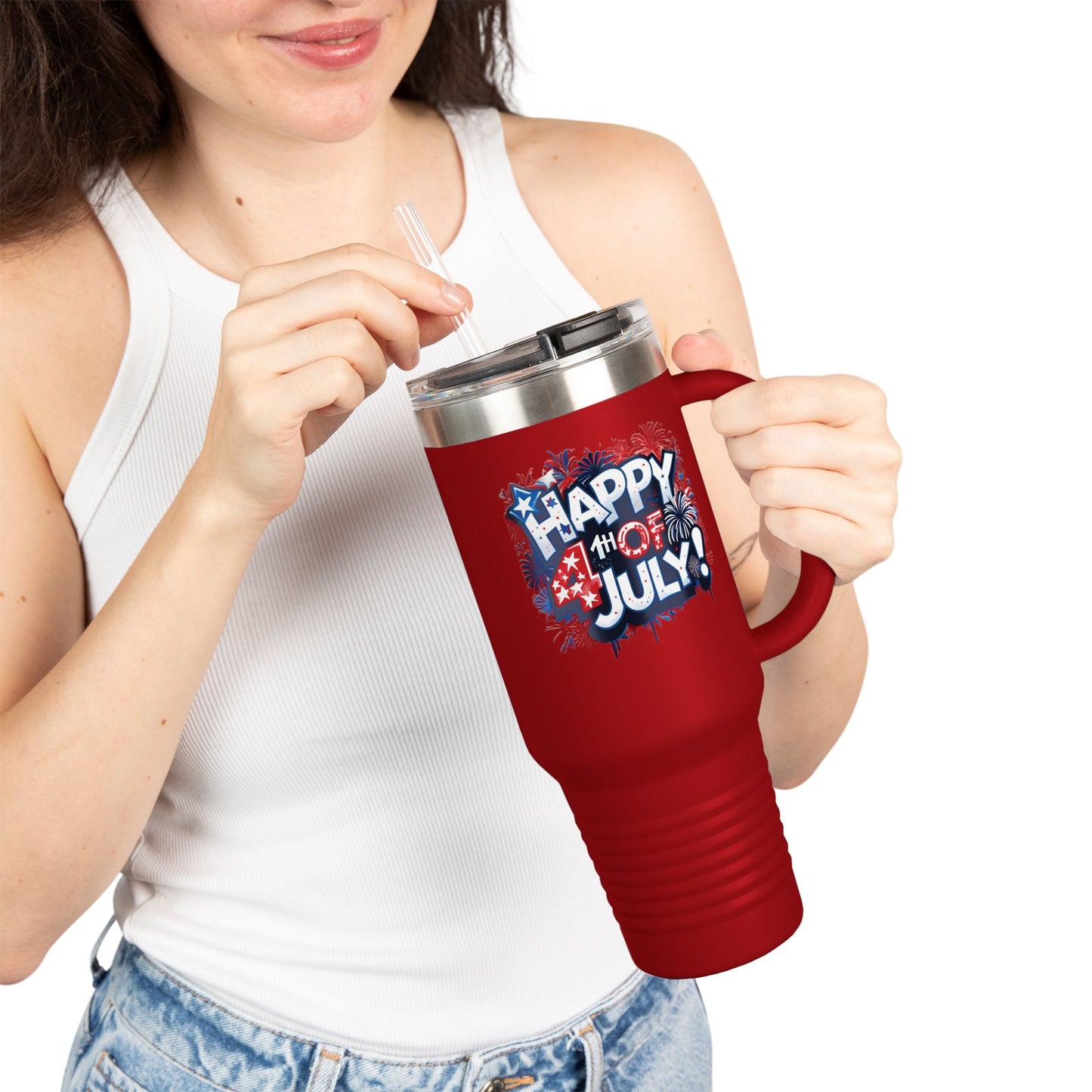 Patriotic Insulated Travel Mug - 40oz - Perfect for 4th of July Celebrations, BBQs, Camping, Family Gatherings, Gifts!