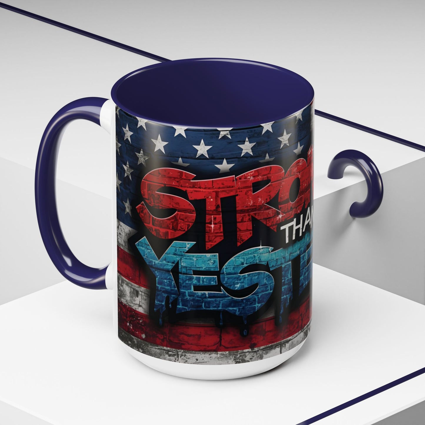Eye-Catching - Stronger Than Yesterday Coffee Mug - Motivational Coffee Cup - Perfect Gift for Fitness Lovers - Entrepreneurs - & Daily Inspiration