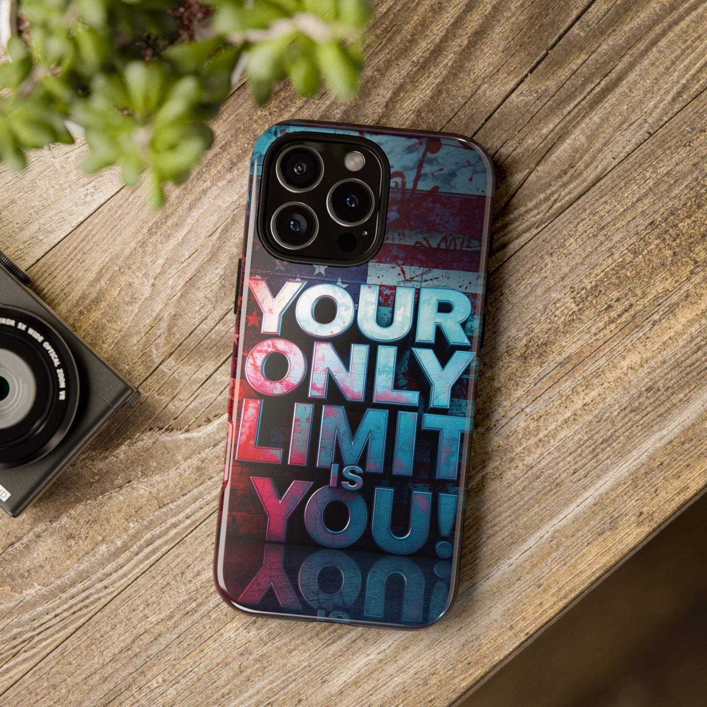 Tough Cases Phone Case -Your Only Limit Is You! Motivational Design, Inspirational Gift, Customizable Cover, USA Flag, Adventure Vibes