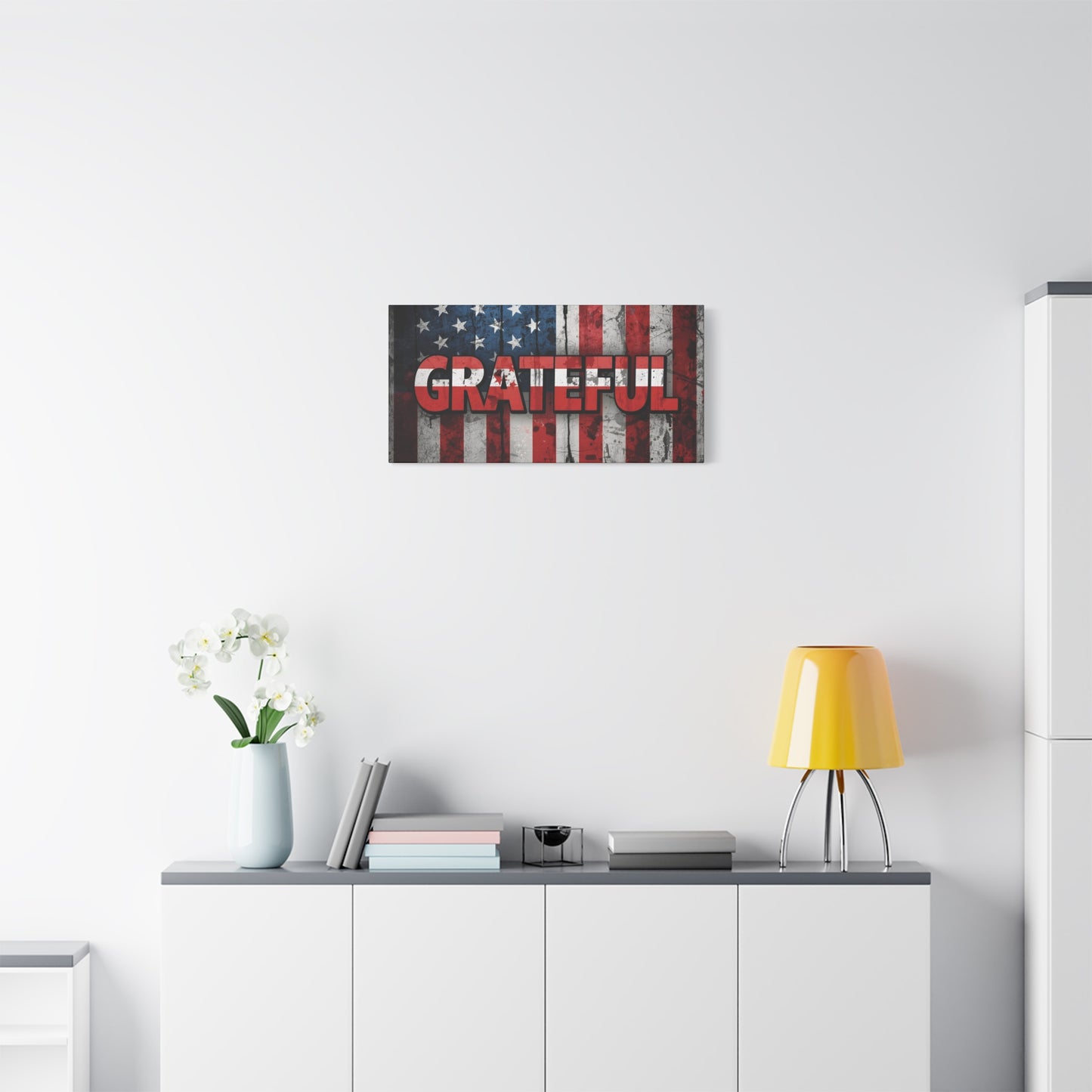 Grateful American Flag Wall Art | Patriotic Canvas Decor, Home Wall Decor, Inspirational Gift, 4th of July Decoration, Veteran's Day