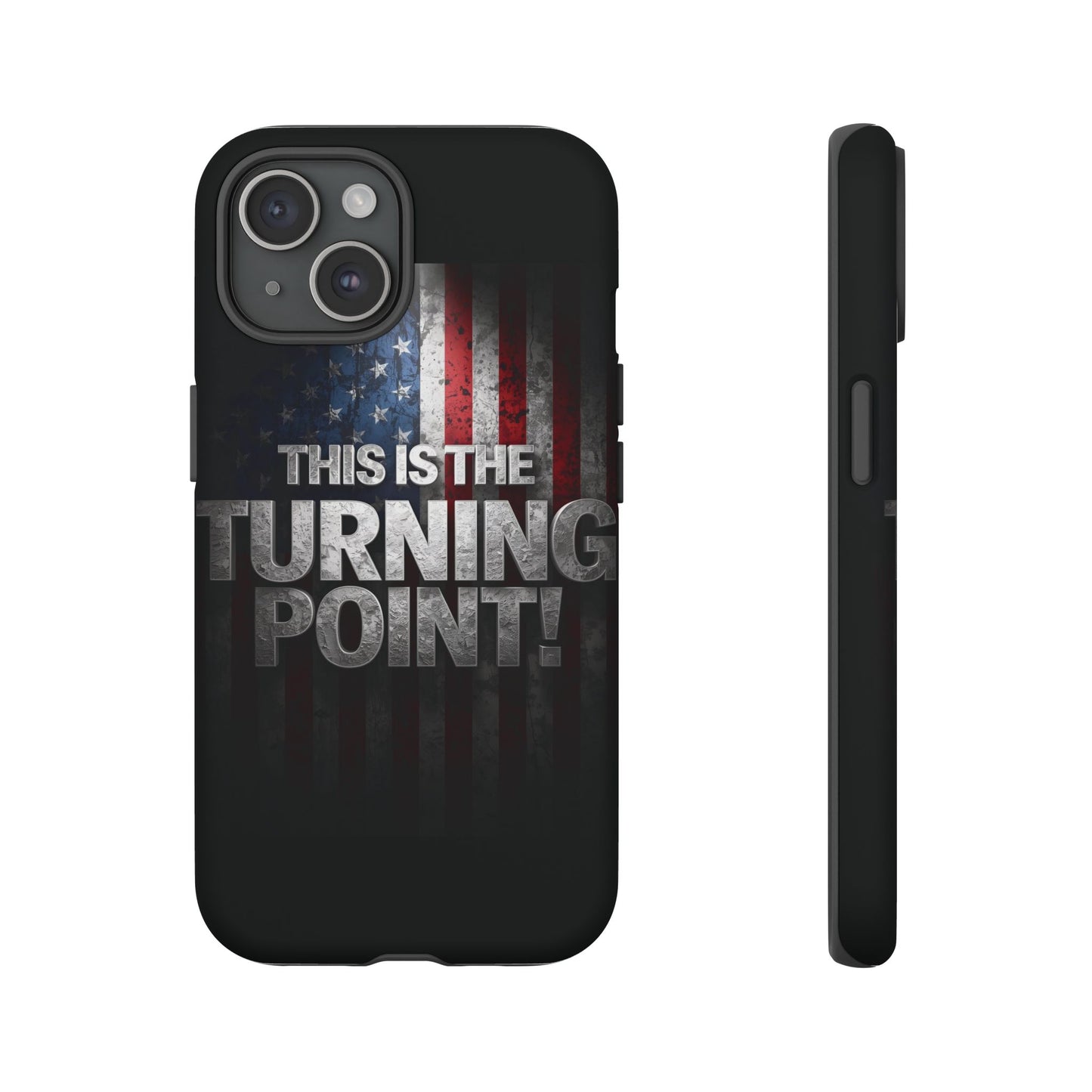 Stunning Patriotic Protective Cell Phone Case - Charlie Kirk - This Is The Turning Point! - Red White Blue - Beautiful American Flag Backdrop Design - Perfect Gift for Everyday Use, Durable Cover, Stylish Protection