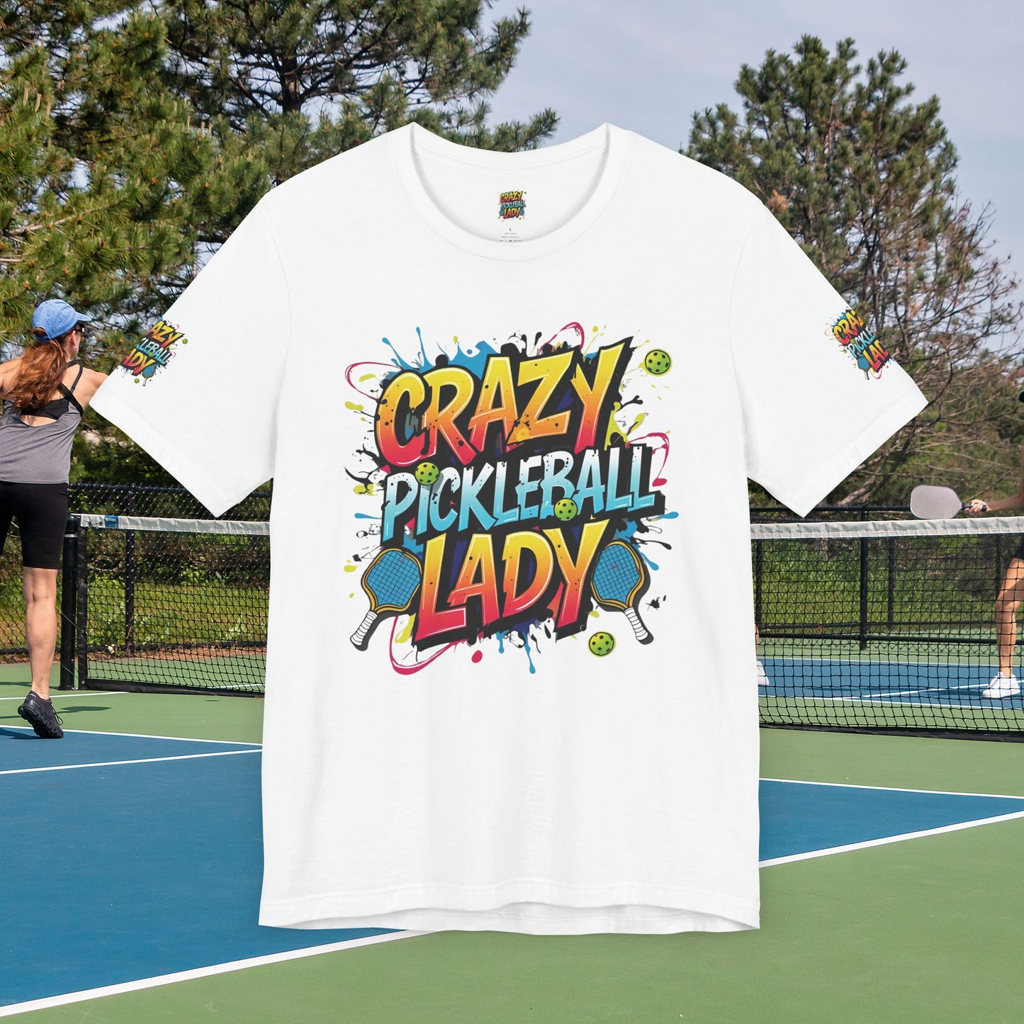 Eye-Catching Crazy Pickleball Lady T-Shirt - Fun Graphic Tee for Pickleball Enthusiasts Sizes XS-5XL