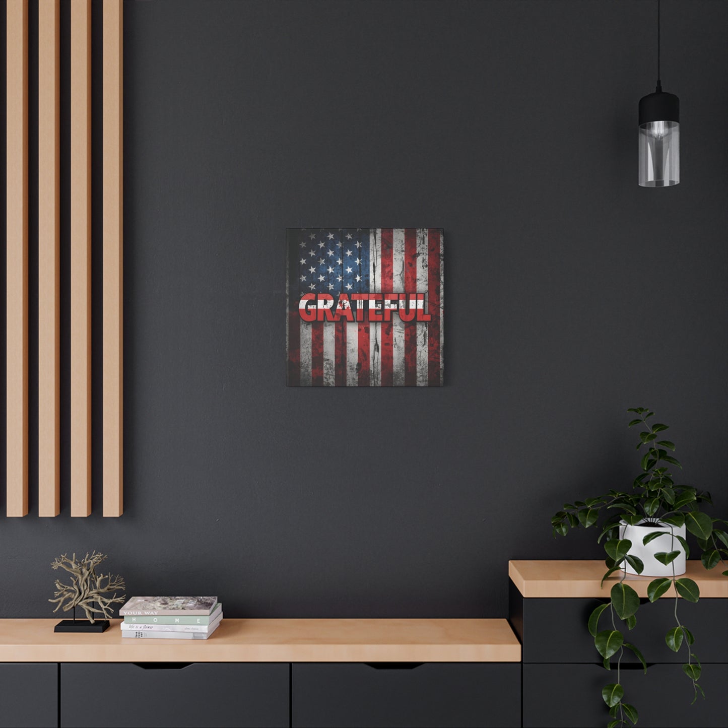 Grateful American Flag Wall Art | Patriotic Canvas Decor, Home Wall Decor, Inspirational Gift, 4th of July Decoration, Veteran's Day