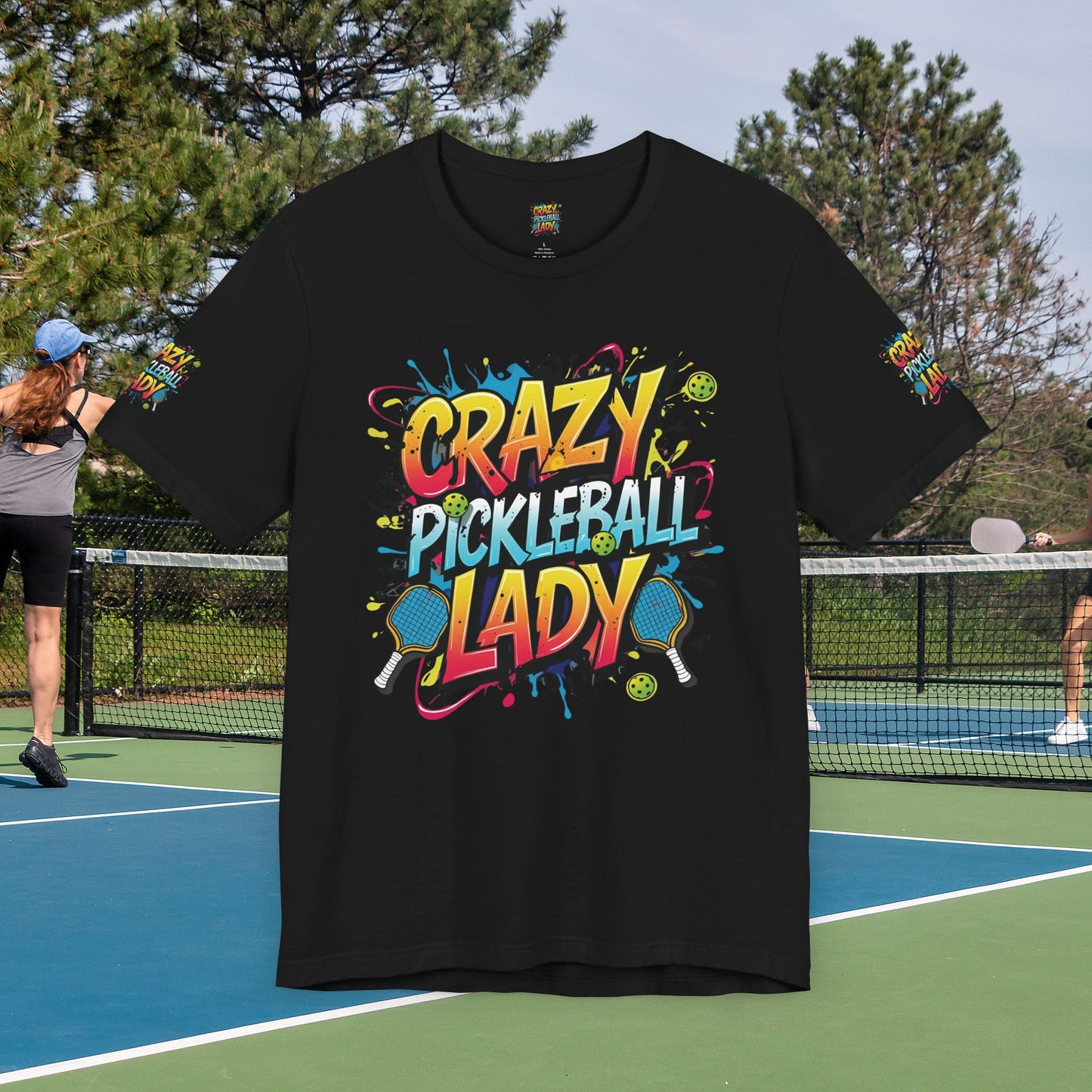 Eye-Catching Crazy Pickleball Lady T-Shirt - Fun Graphic Tee for Pickleball Enthusiasts Sizes XS-5XL