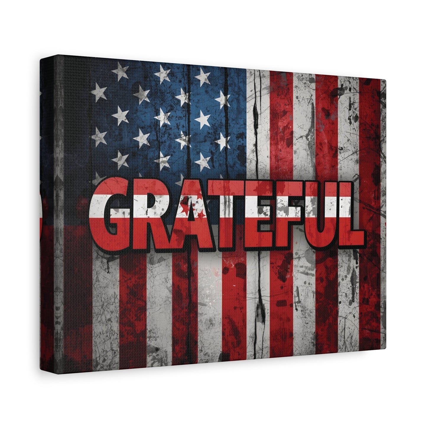 Grateful American Flag Wall Art | Patriotic Canvas Decor, Home Wall Decor, Inspirational Gift, 4th of July Decoration, Veteran's Day