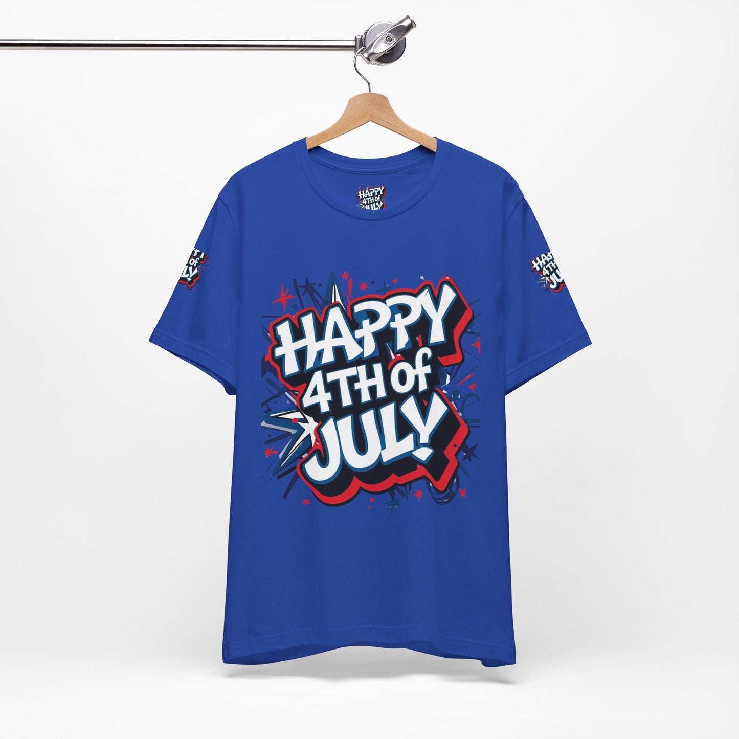 Happy 4th Of July Unisex Jersey Short Sleeve Tee, Independence Day T-Shirt, Patriotic Shirt, Red White Blue Tee, USA Celebration Top