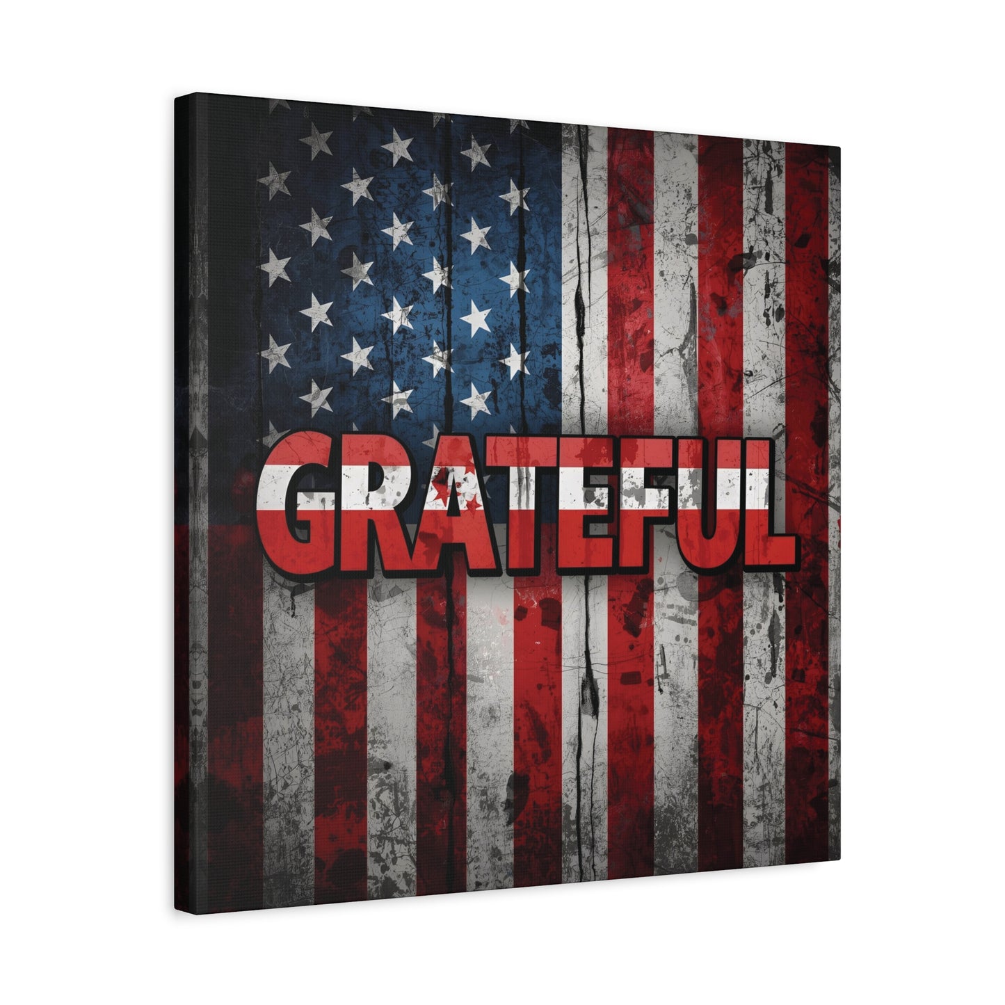 Grateful American Flag Wall Art | Patriotic Canvas Decor, Home Wall Decor, Inspirational Gift, 4th of July Decoration, Veteran's Day