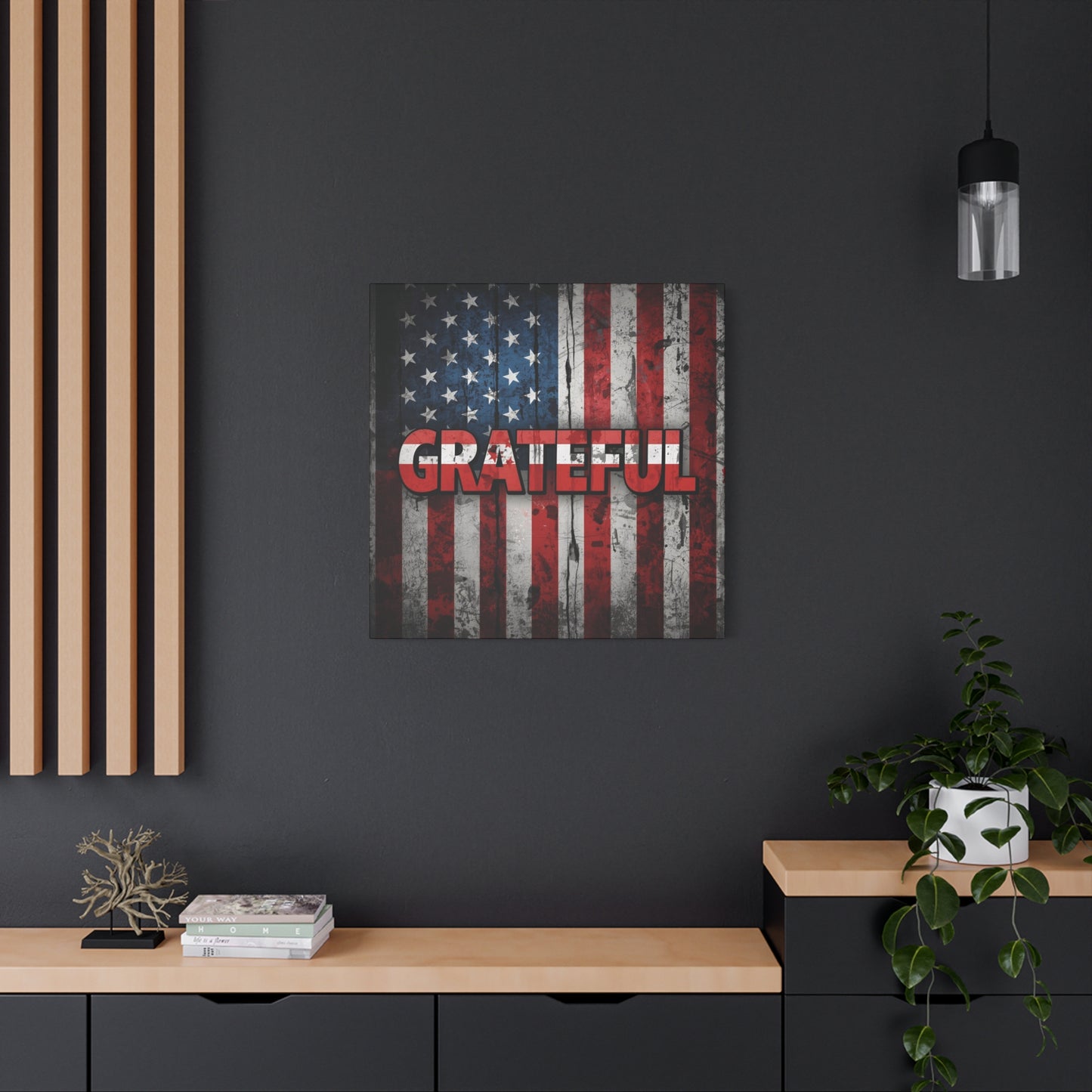 Grateful American Flag Wall Art | Patriotic Canvas Decor, Home Wall Decor, Inspirational Gift, 4th of July Decoration, Veteran's Day