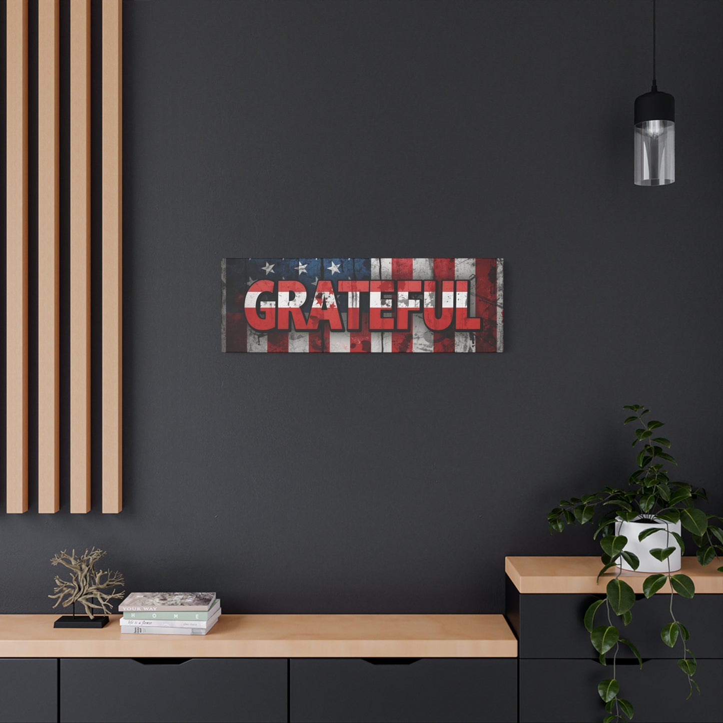 Grateful American Flag Wall Art | Patriotic Canvas Decor, Home Wall Decor, Inspirational Gift, 4th of July Decoration, Veteran's Day