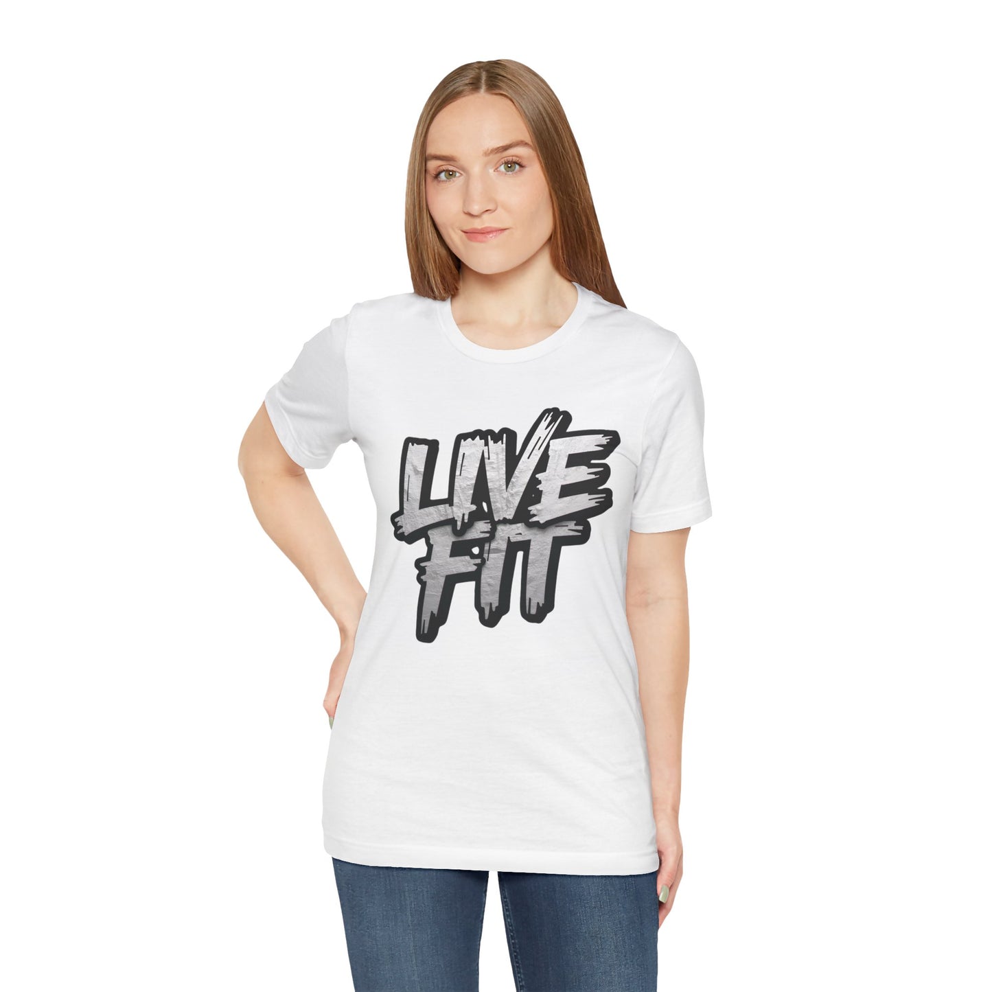 LIVE FIT Unisex Jersey Tee - Fitness Shirt - XS - 4XL - Workout Apparel - Motivational T-Shirt - Casual Wear - Gift for Fitness Enthusiasts