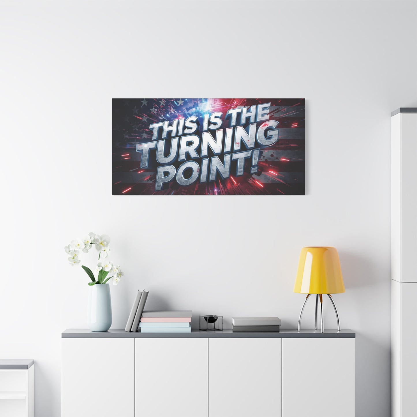 Canvas Print - Patriotic Wall Art - Stunning - Red White Blue - American Flag Backdrop - Charlie Kirk Inspired - This Is The Turning Point! - Multiple Sizes -