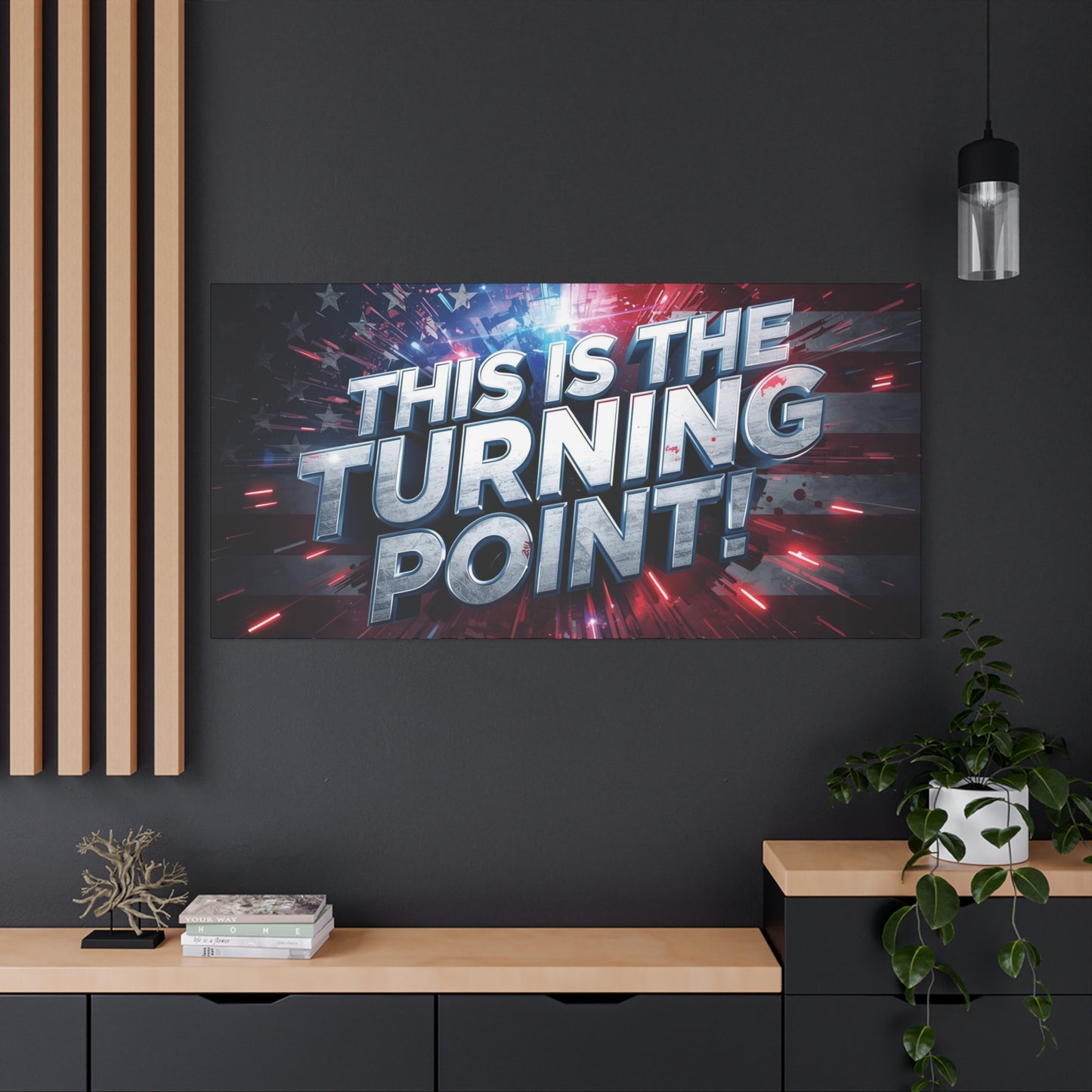 Canvas Print - Patriotic Wall Art - Stunning - Red White Blue - American Flag Backdrop - Charlie Kirk Inspired - This Is The Turning Point! - Multiple Sizes -