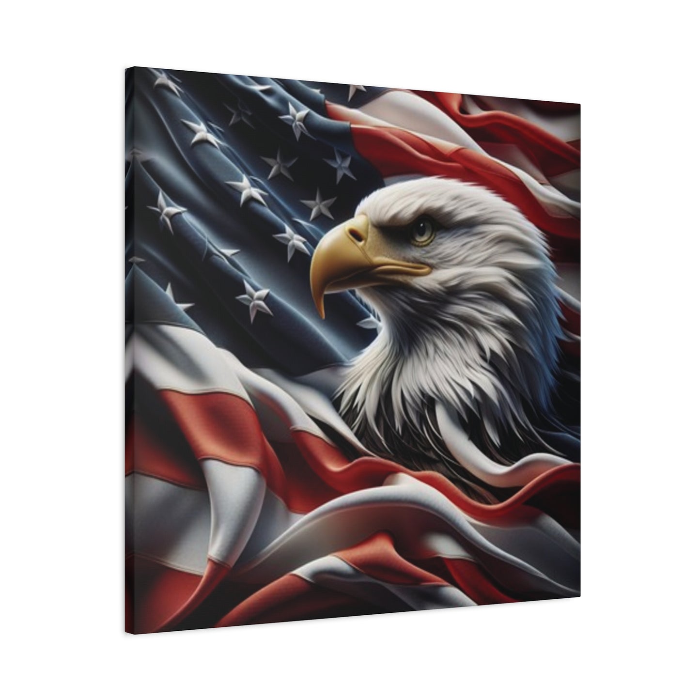 Patriotic Eagle Gallery Wrapped Canvas Art - American Flag Wall Decor - Red White Blue - USA Pride - Holiday Gift - 4th of July Home Decoration - Veteran Gift - USA Theme Art - Print On Sides - Mirror Sides -
