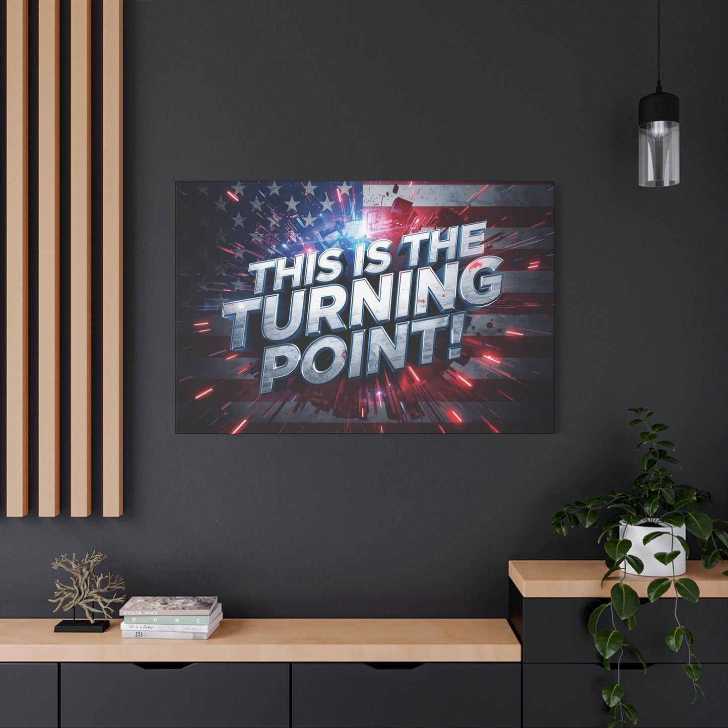 Canvas Print - Patriotic Wall Art - Stunning - Red White Blue - American Flag Backdrop - Charlie Kirk Inspired - This Is The Turning Point! - Multiple Sizes -