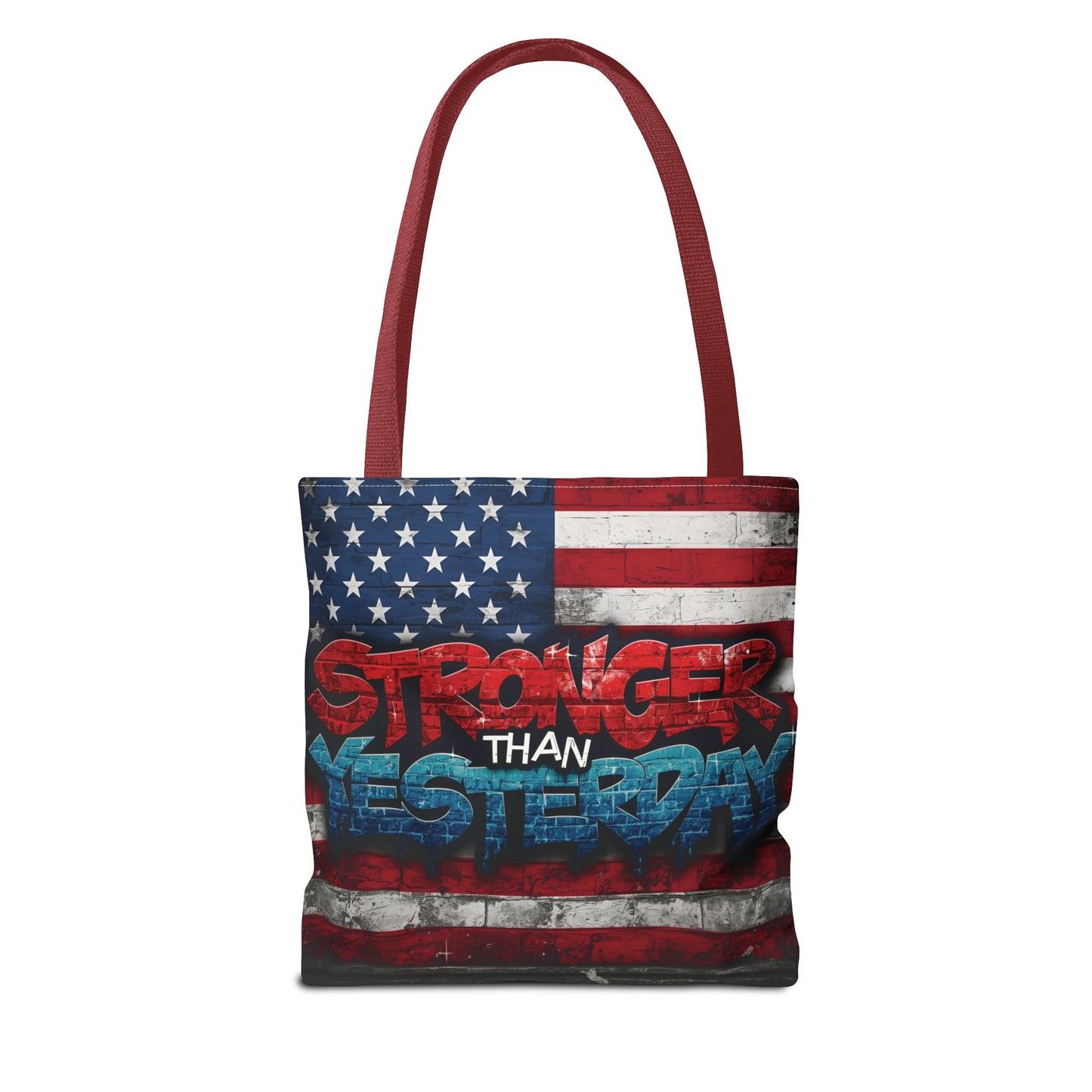 Patriotic Red White Blue Tote Bag - Stronger Than Yesterday - Perfect for Fourth of July, Gym, Beach, Shopping, Gifts