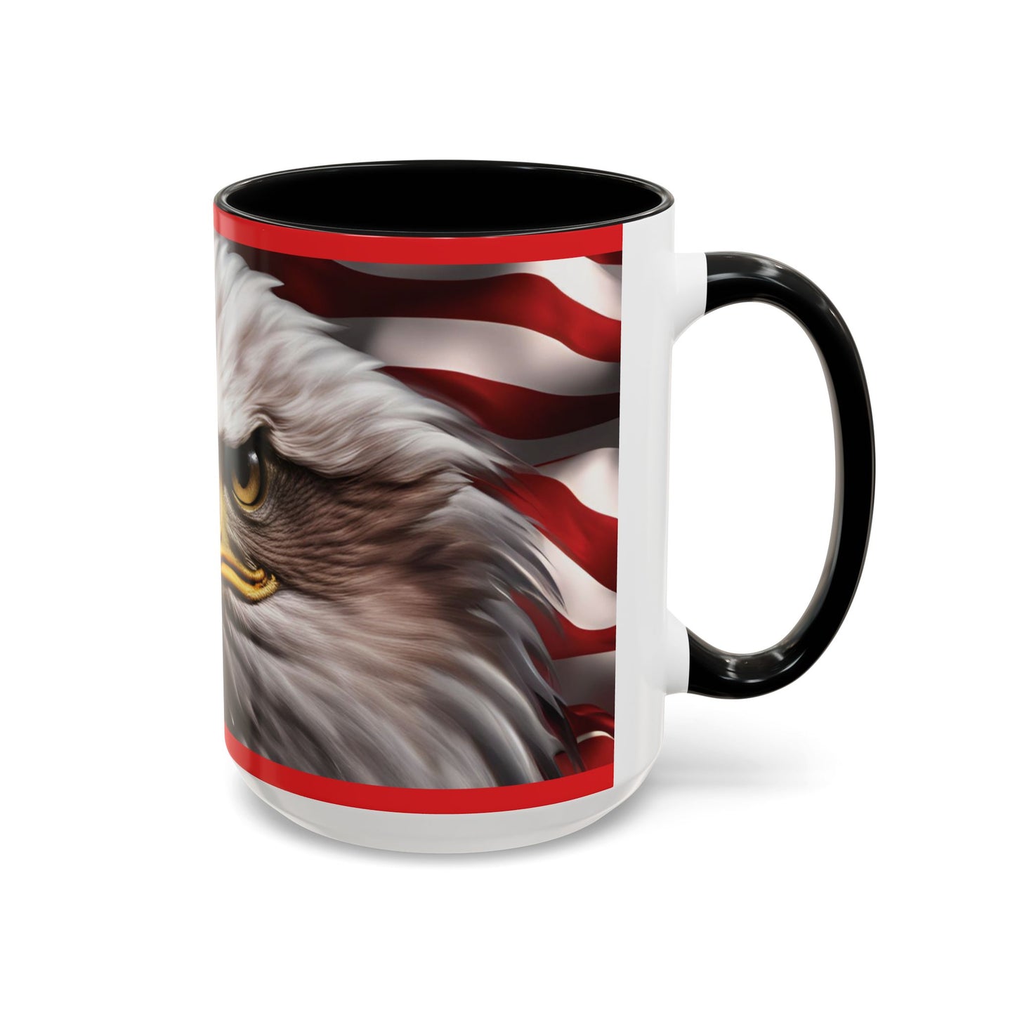 Patriotic Bald Eagle Coffee Mug – American Flag Accent Cup for Proud Americans & Veterans (11oz & 15oz, Multiple Colors)