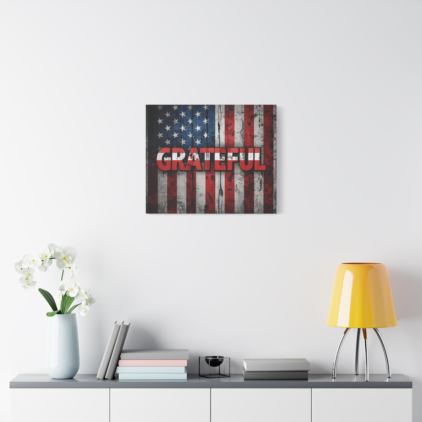 Grateful American Flag Wall Art | Patriotic Canvas Decor, Home Wall Decor, Inspirational Gift, 4th of July Decoration, Veteran's Day