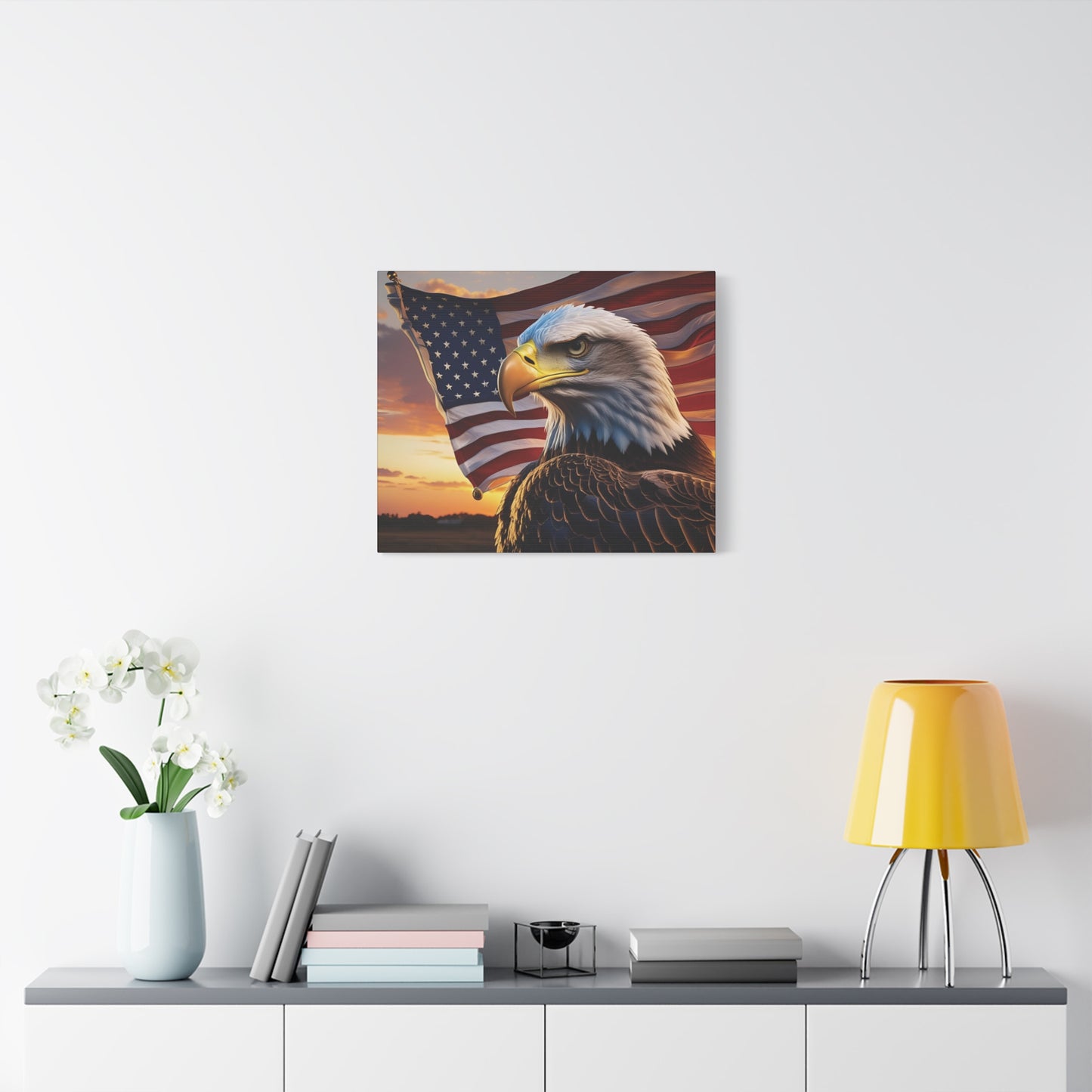 Patriotic Red Eagle Canvas Wall Art, Stretched Eagle Art - Red White Blue - American Flag Decor - Veteran's Day Gift - 4th of July Decoration, Home Gallery Wall