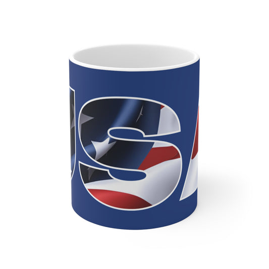 Patriotic USA High Quality Stylish White Ceramic Mug 11oz Coffee Cup for Independence Day Memorial Day & Everyday Use
