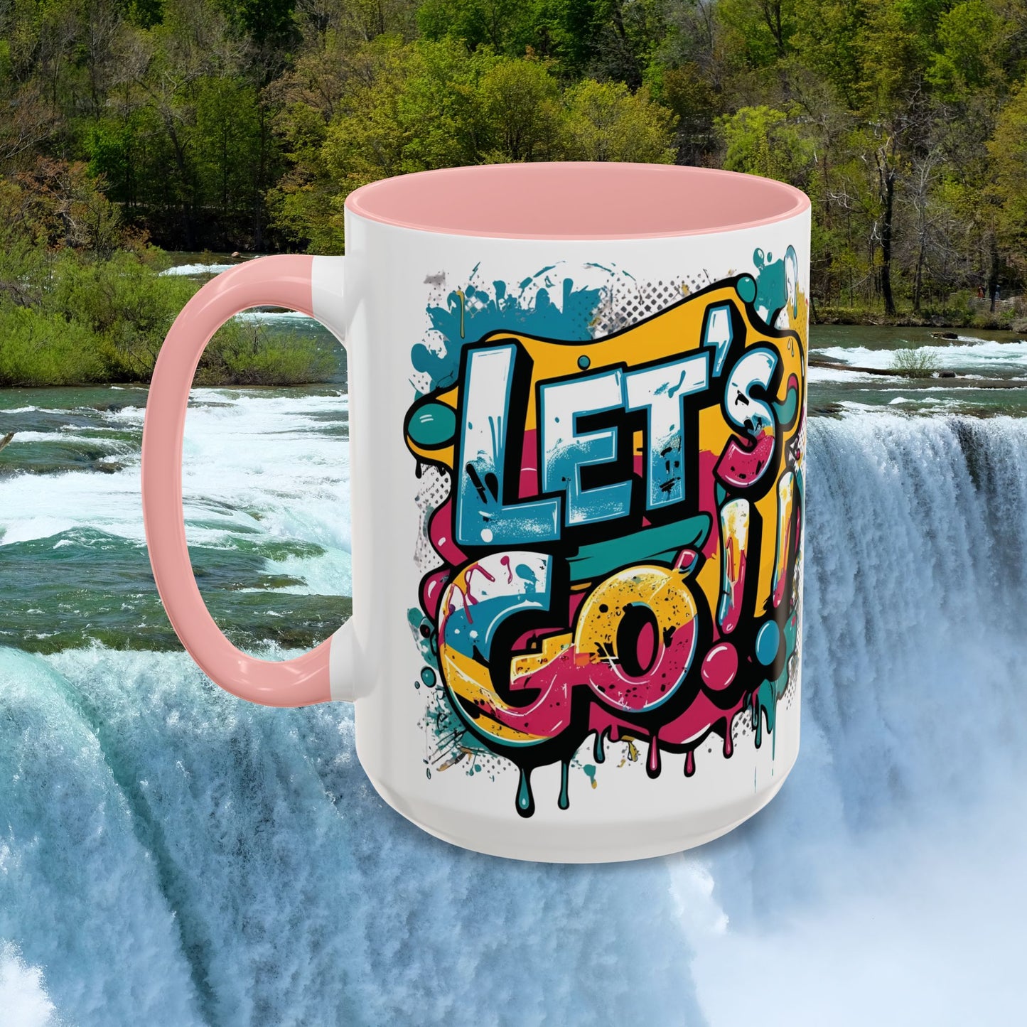 Vibrant Ceramic Mug Inspirational Let's Go! Graffiti Mug Coffee Mug Progress Not Perfection Sizes 11oz & 15oz Birthday Gift Graduation Gift 8 Different Color Options