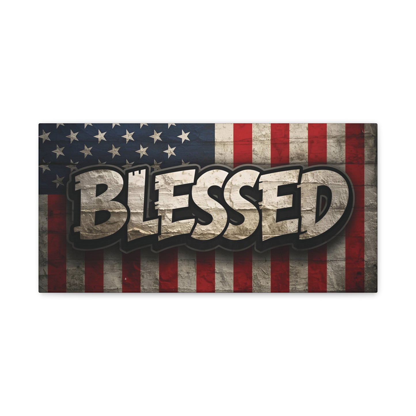 Blessed American Flag Canvas Wall Art, Patriotic Home Decor, Inspirational Gift, Rustic Wall Decor, Americana Artwork