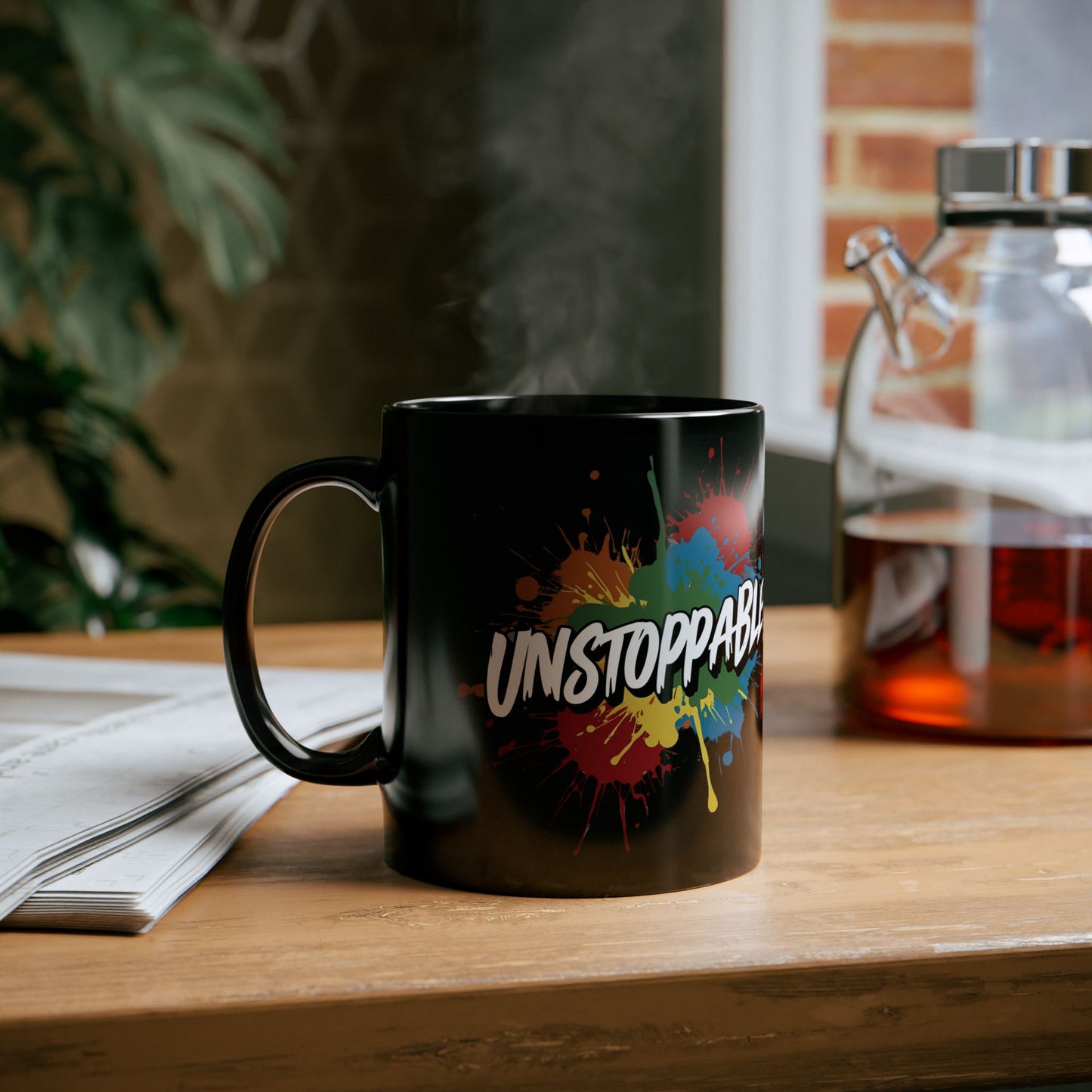 💥Unstoppable! Print 💥 Black Glossy Ceramic 11oz Coffee Mug 💥Birthday Gift 💥