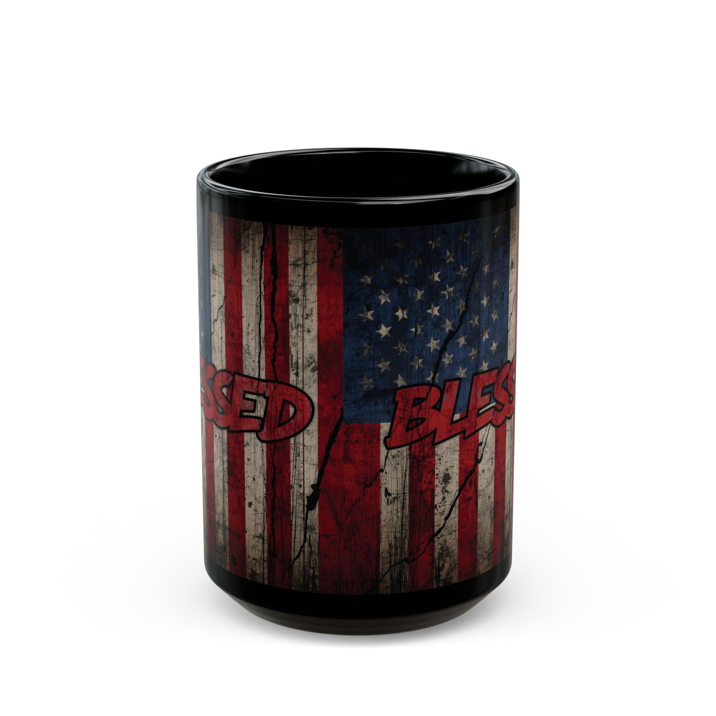 Sleek Patriotic Blessed Mug - 11oz & 15oz - American Flag Design, Perfect for Gifts, Coffee Lovers, July 4th, Home Decor, Rustic Style