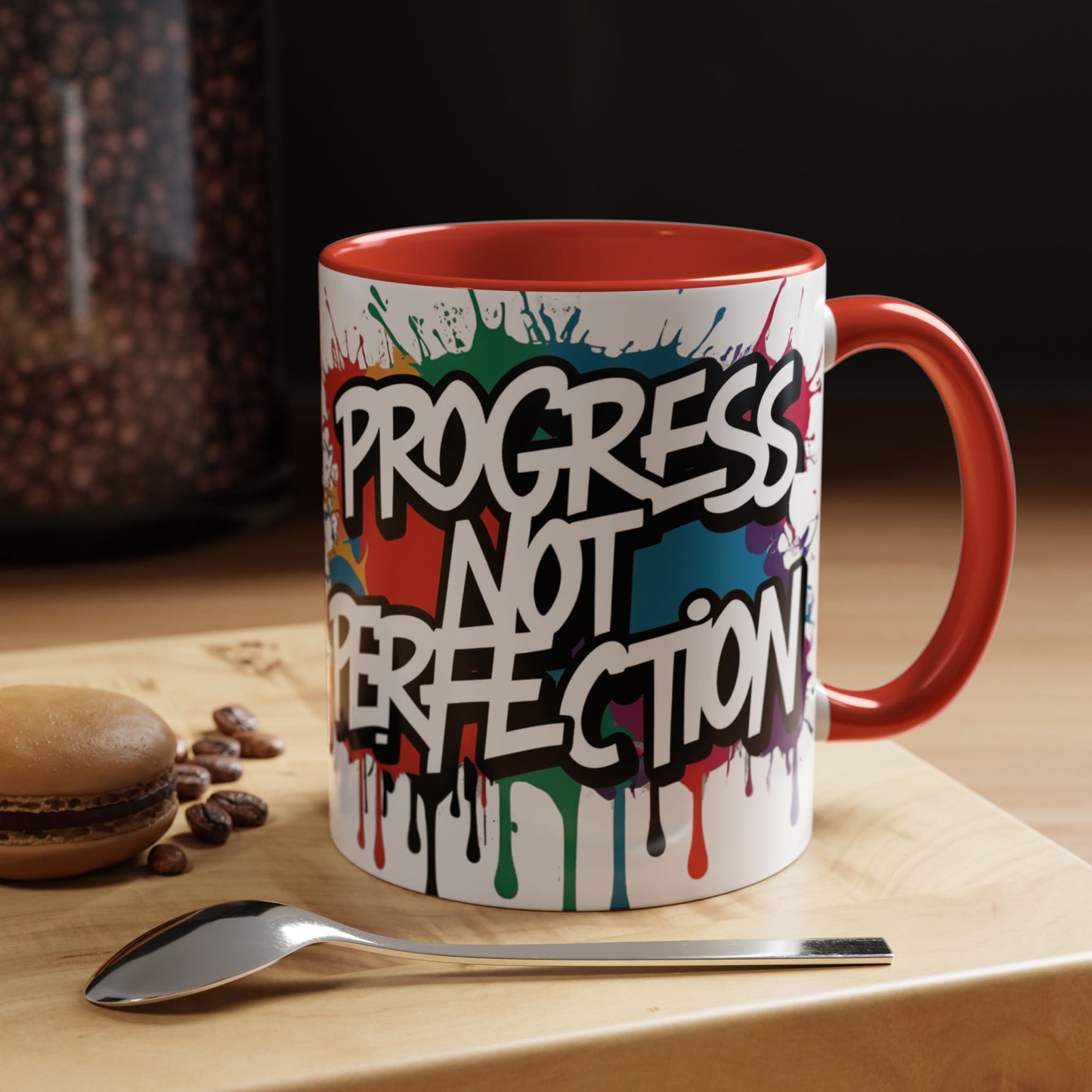 Vibrant Ceramic Mug Inspirational Let's Go! Graffiti Mug Coffee Mug Progress Not Perfection Sizes 11oz & 15oz Birthday Gift Graduation Gift 8 Different Color Options