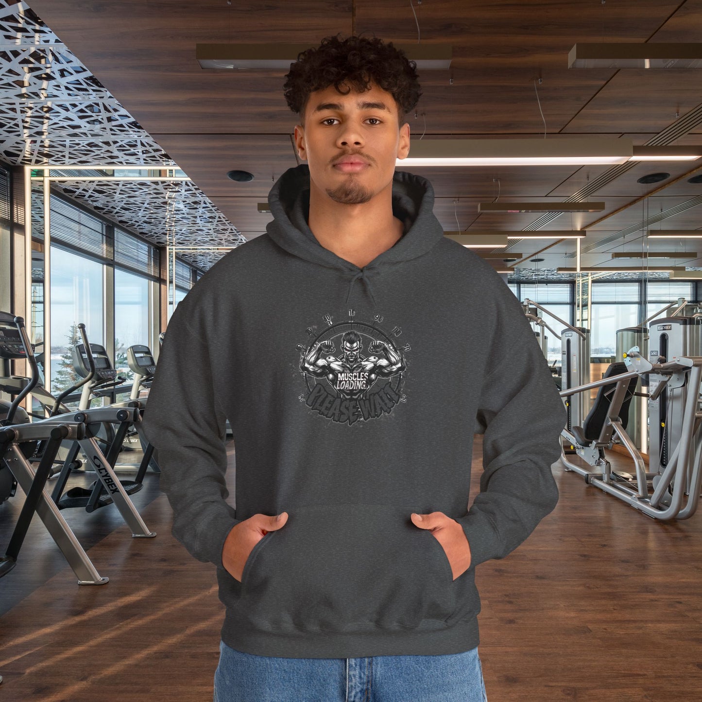 Unisex - Muscles Loading…Please Wait - Heavy Blend™ Hooded Sweatshirt - Motivational Fitness Hoodie - Workout Sweatshirt - Gym Apparel - Inspirational Gift - Holiday Gift