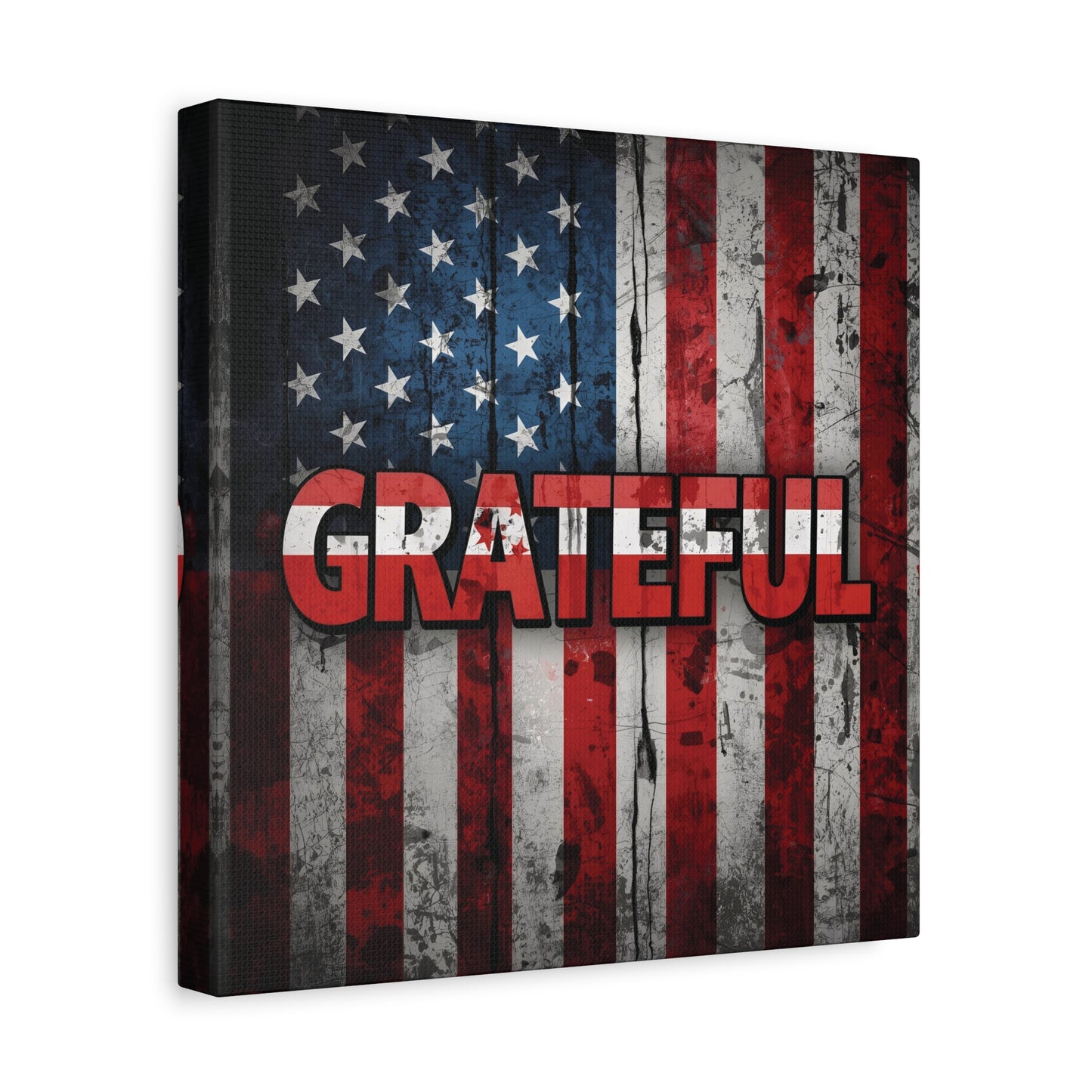 Grateful American Flag Wall Art | Patriotic Canvas Decor, Home Wall Decor, Inspirational Gift, 4th of July Decoration, Veteran's Day