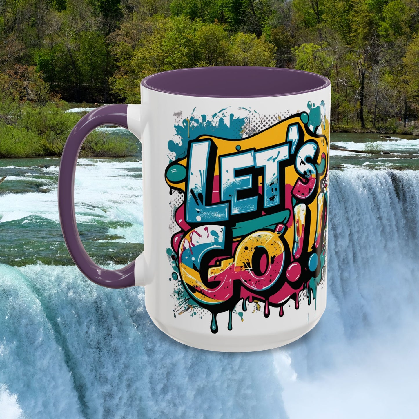 Vibrant Ceramic Mug Inspirational Let's Go! Graffiti Mug Coffee Mug Progress Not Perfection Sizes 11oz & 15oz Birthday Gift Graduation Gift 8 Different Color Options