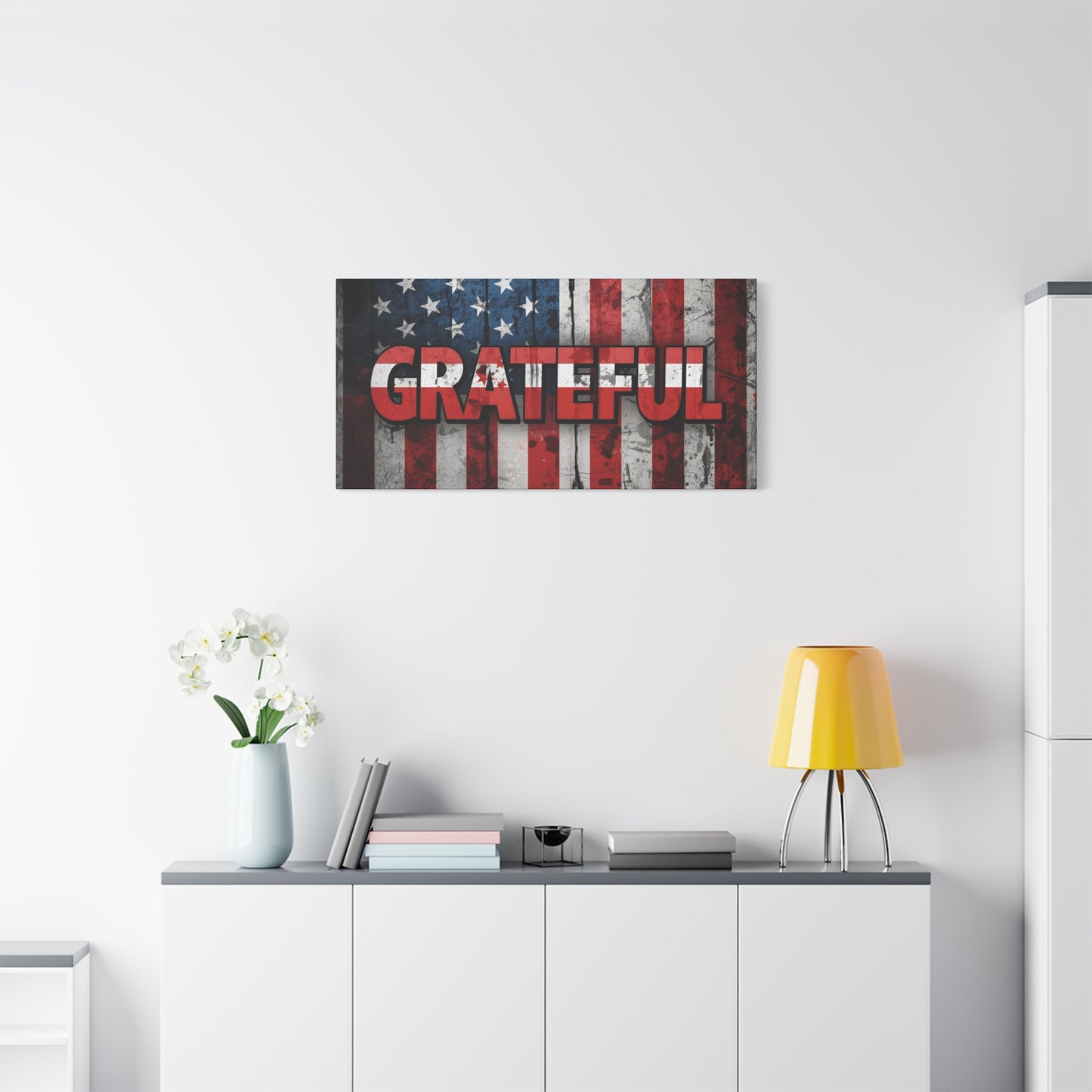 Grateful American Flag Wall Art | Patriotic Canvas Decor, Home Wall Decor, Inspirational Gift, 4th of July Decoration, Veteran's Day