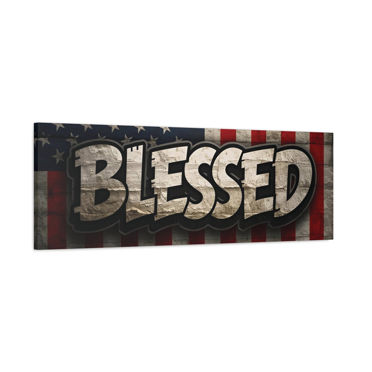 Blessed American Flag Canvas Wall Art, Patriotic Home Decor, Inspirational Gift, Rustic Wall Decor, Americana Artwork
