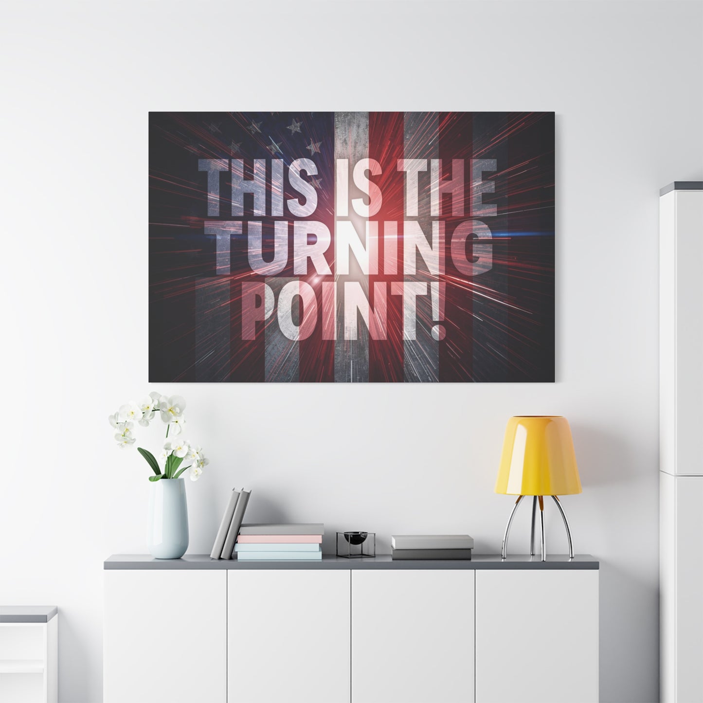 Charlie Kirk - This Is The Turning Point! - Red White Blue - Stunning American Flag Backdrop Design - Patriotic - Motivational Wall Art - Canvas - Multiple Sizes