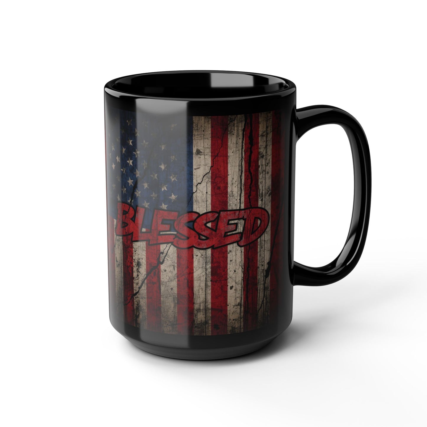 Sleek Patriotic Blessed Mug - 11oz & 15oz - American Flag Design, Perfect for Gifts, Coffee Lovers, July 4th, Home Decor, Rustic Style