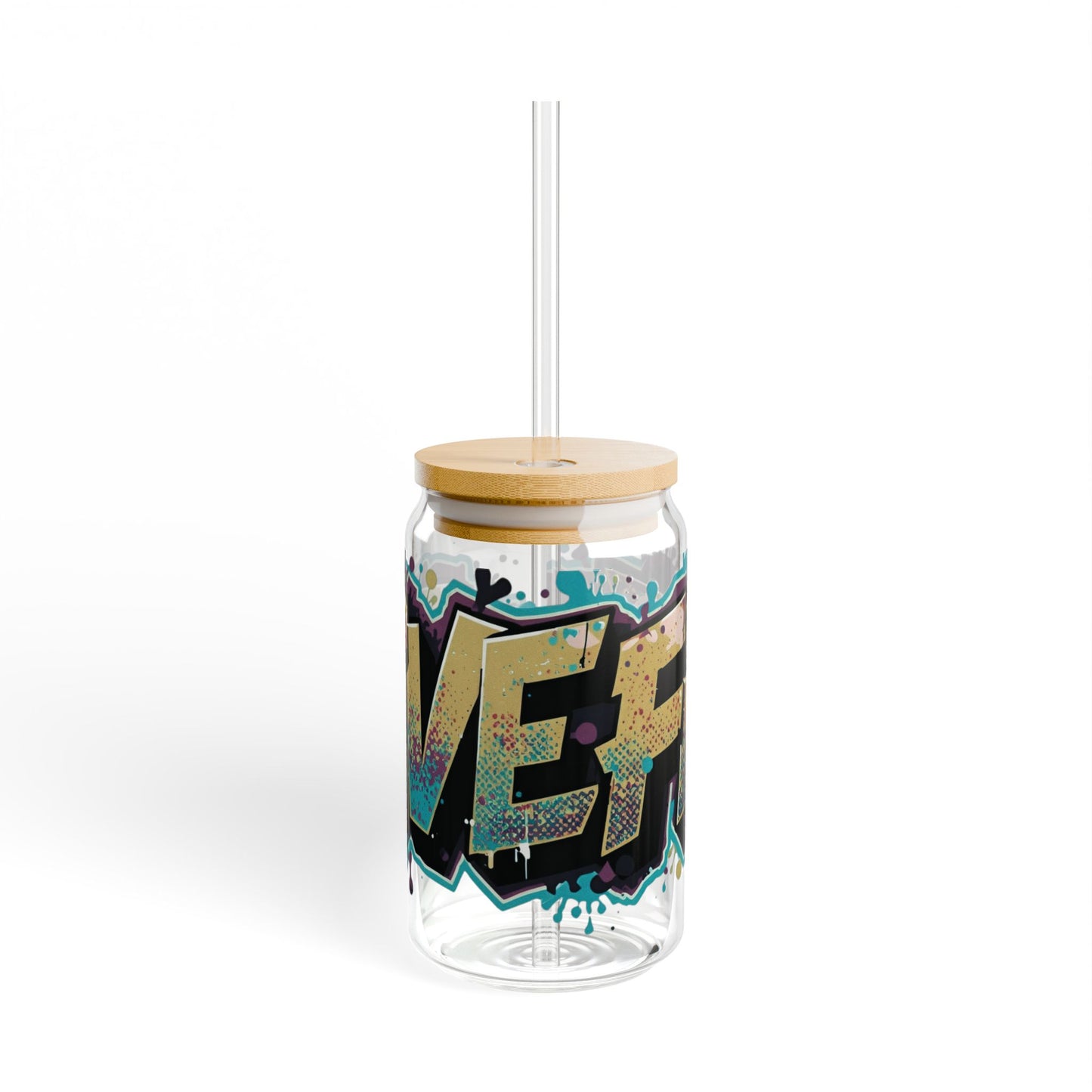 LIVE FIT - Graffiti Art Sipper Glass - 16oz - Unique Drinkware - Cool Gift - Summer Beverage - Eco-Friendly - Stylish Decor