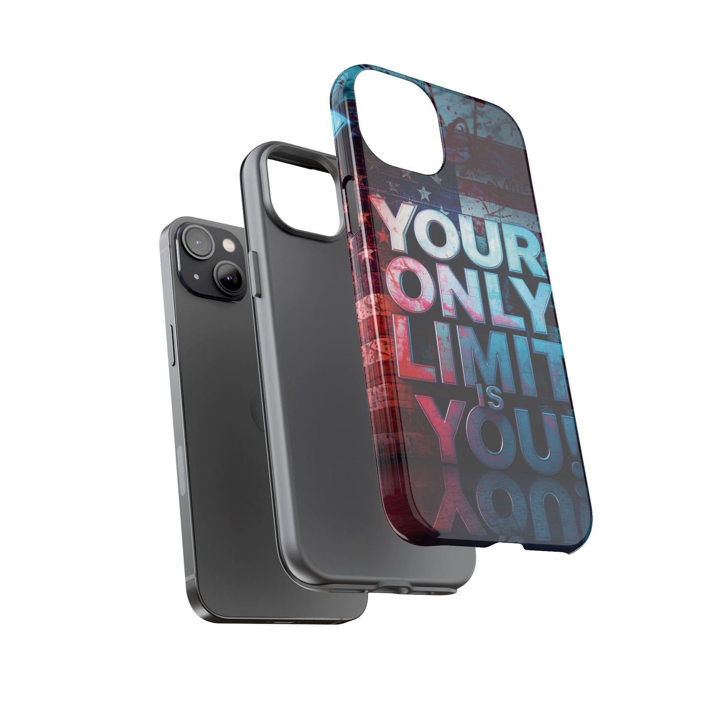 Tough Cases Phone Case -Your Only Limit Is You! Motivational Design, Inspirational Gift, Customizable Cover, USA Flag, Adventure Vibes