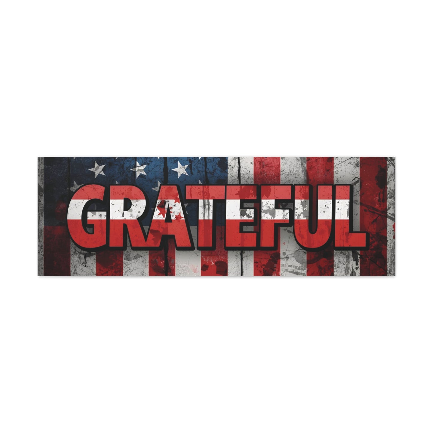 Grateful American Flag Wall Art | Patriotic Canvas Decor, Home Wall Decor, Inspirational Gift, 4th of July Decoration, Veteran's Day