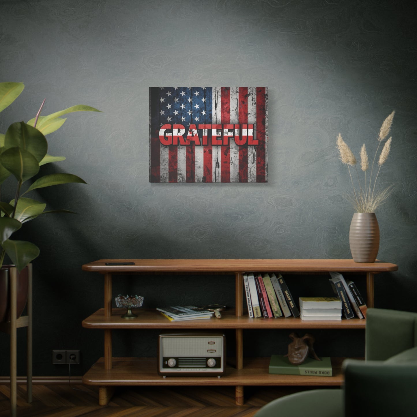 Grateful American Flag Wall Art | Patriotic Canvas Decor, Home Wall Decor, Inspirational Gift, 4th of July Decoration, Veteran's Day