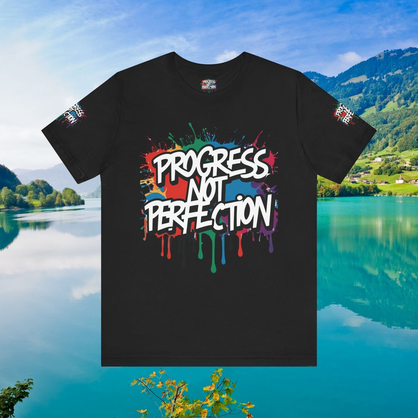 💥 Vibrant 💥 Eye-catching 💥 Motivational 💥 All Over Print 💥 Unisex T-shirt 💥 Progress Not Perfection 💥 Art-Inspired 💥 Apparel 💥 Sizes XS x 4XL 💥