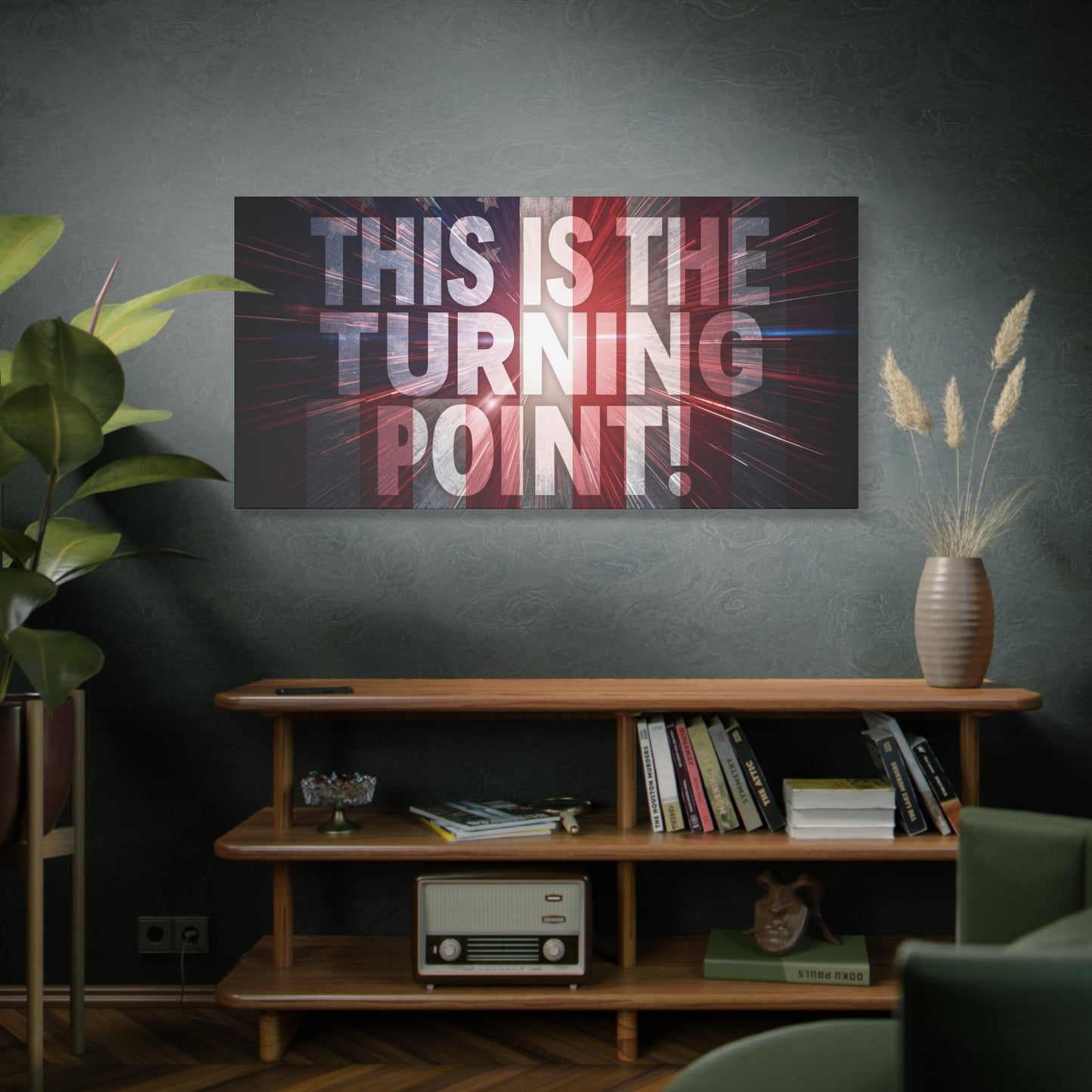 Charlie Kirk - This Is The Turning Point! - Red White Blue - Stunning American Flag Backdrop Design - Patriotic - Motivational Wall Art - Canvas - Multiple Sizes