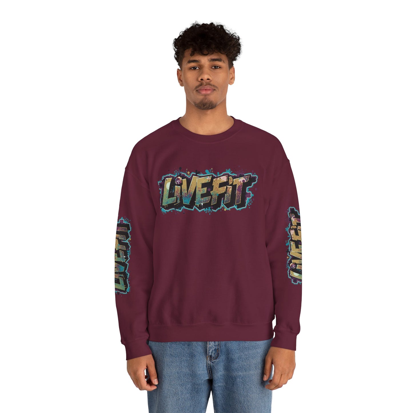Live Fit Crewneck Sweatshirt - Trendy Fitness Apparel - Unisex Casual Wear - Sports Gift - Workout Fashion - Street Style Sweatshirt -