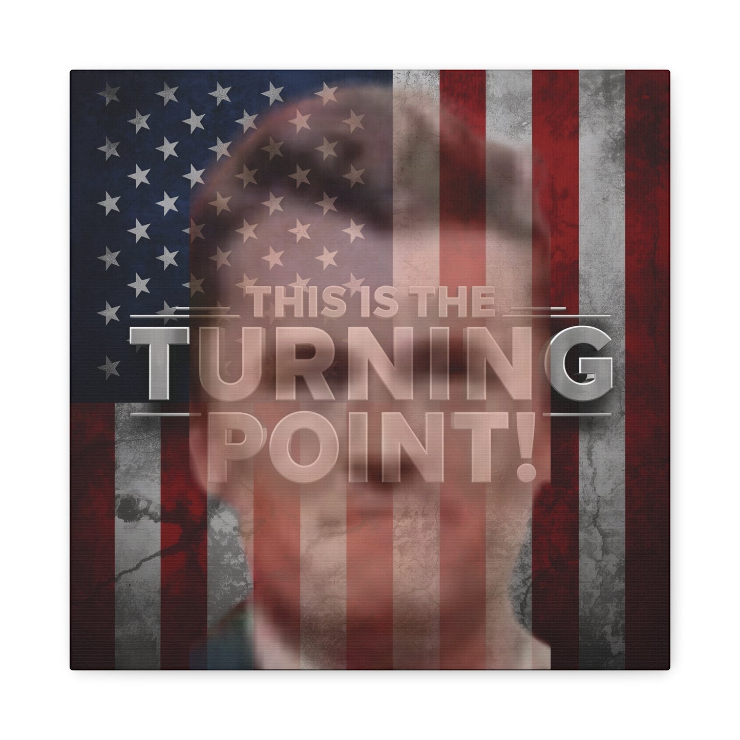Inspirational Gallery Wrap Canvas Wall Art - Motivational Home Decor - Charlie Kirk - This Is The Turning Point! Artwork - Unique Gift Idea - American Flag Backdrop Design
