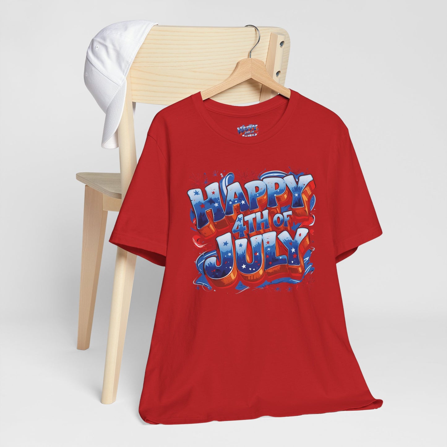 Happy 4th Of July, Print Design T-Shirt, Independence Day, American Flag, Bald Eagle, Red White Blue