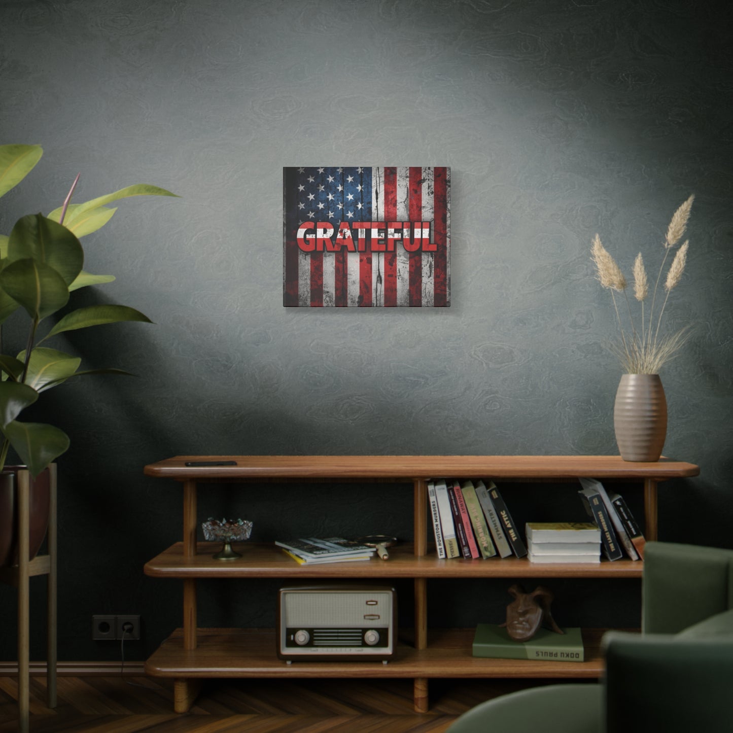 Grateful American Flag Wall Art | Patriotic Canvas Decor, Home Wall Decor, Inspirational Gift, 4th of July Decoration, Veteran's Day