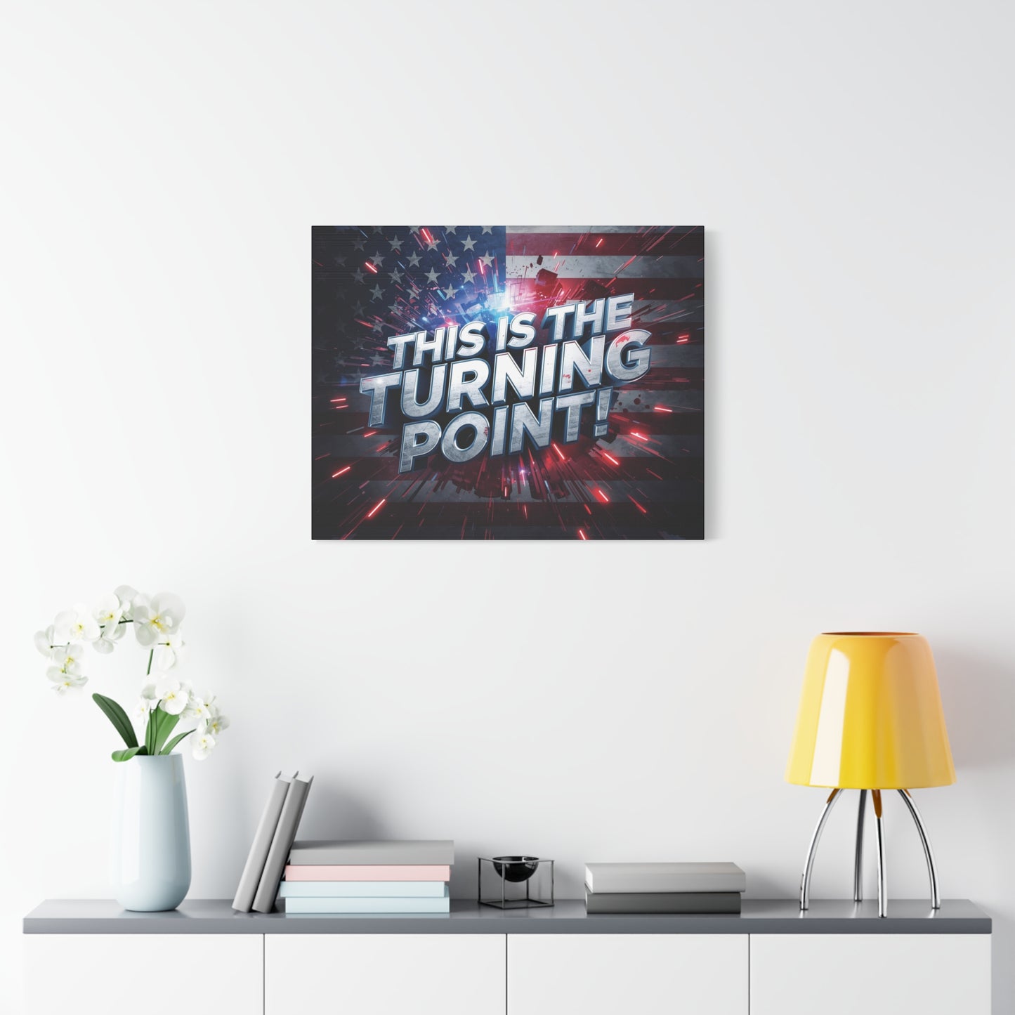 Canvas Print - Patriotic Wall Art - Stunning - Red White Blue - American Flag Backdrop - Charlie Kirk Inspired - This Is The Turning Point! - Multiple Sizes -