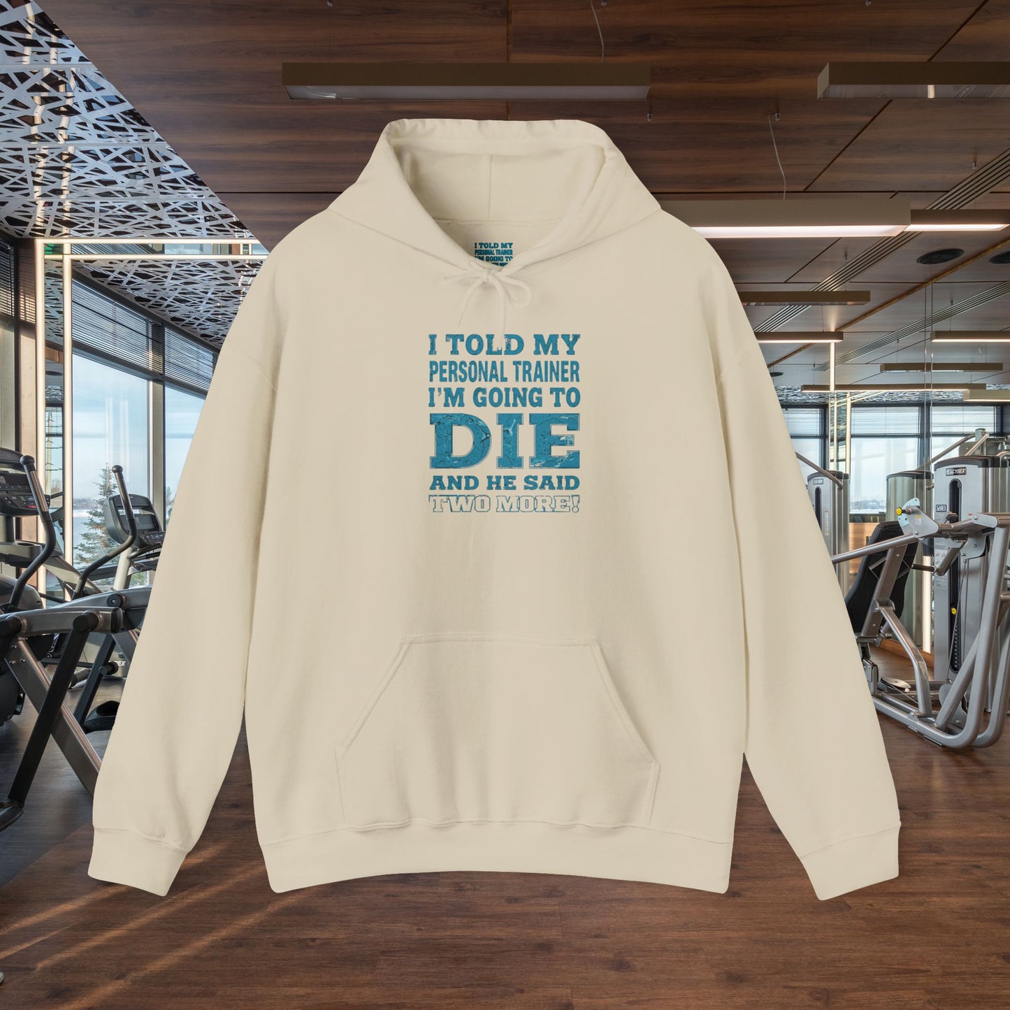 Funny - I Told My Personal Trainer That I'm Going To Die And He Said Two More! - Design - Workout Hoodie - Sizes - S - 5XL - Gym Humor Sweatshirt - Personal Trainer Gift - Fitness Motivational Apparel
