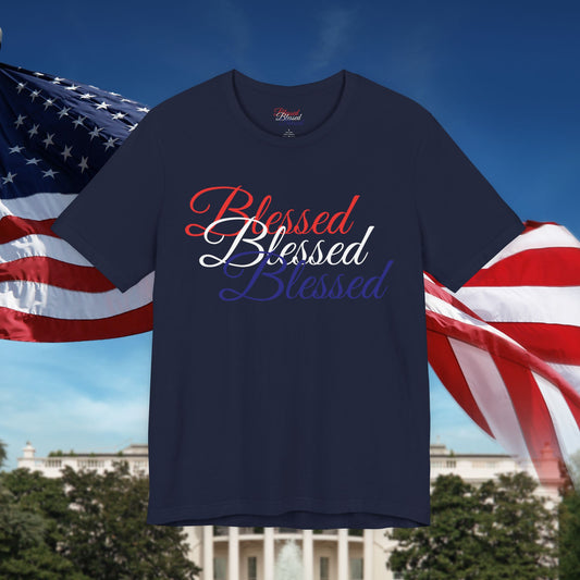 Red White Blue Blessed Design Unisex Tee