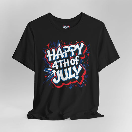 Happy 4th Of July Unisex Jersey Short Sleeve Tee, Independence Day T-Shirt, Patriotic Shirt, Red White Blue Tee, USA Celebration Top
